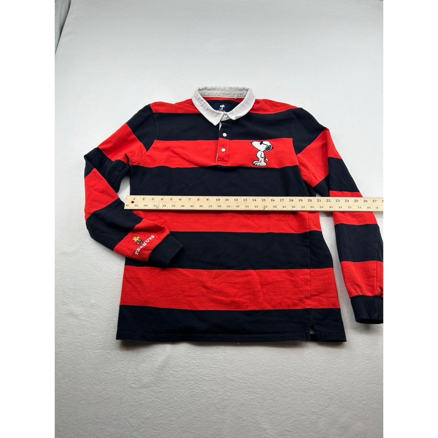 Snoopy Striped Rugby Polo Long Sleeve Red & Navy #6445