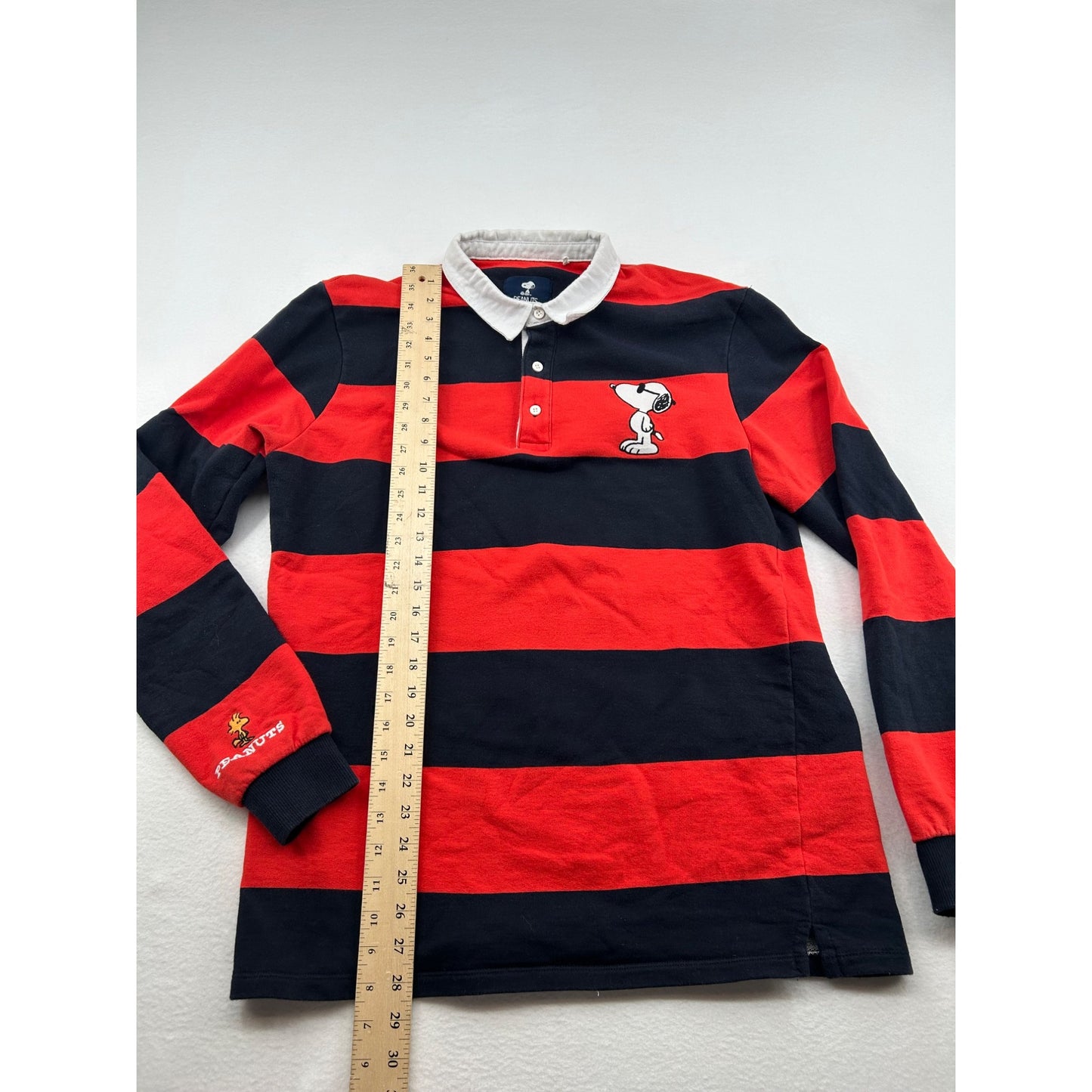 Snoopy Striped Rugby Polo Long Sleeve Red & Navy #6445