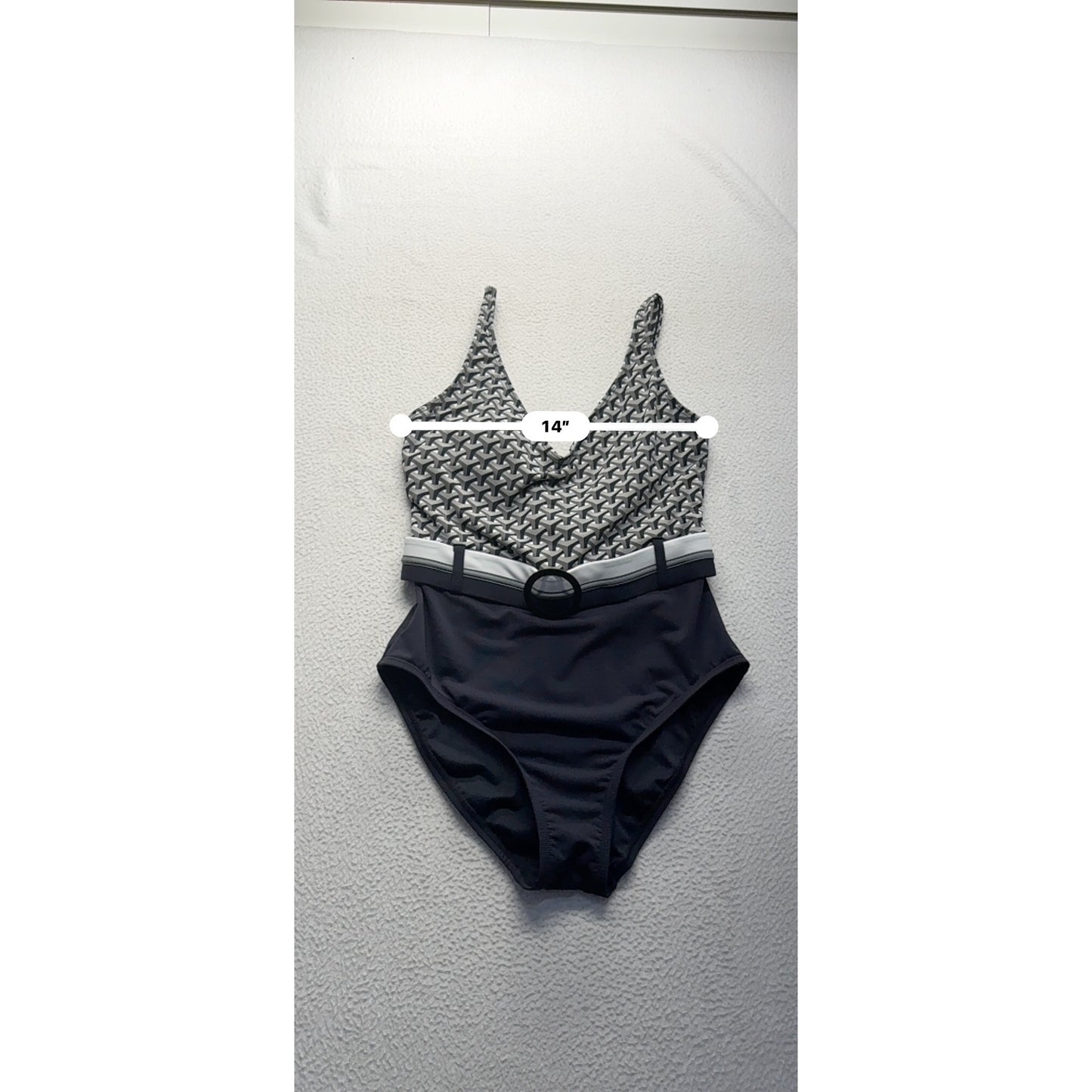 One-Piece Swimsuit With Geometric Print & Belted Waist By Bleu Rod Beattie #7811