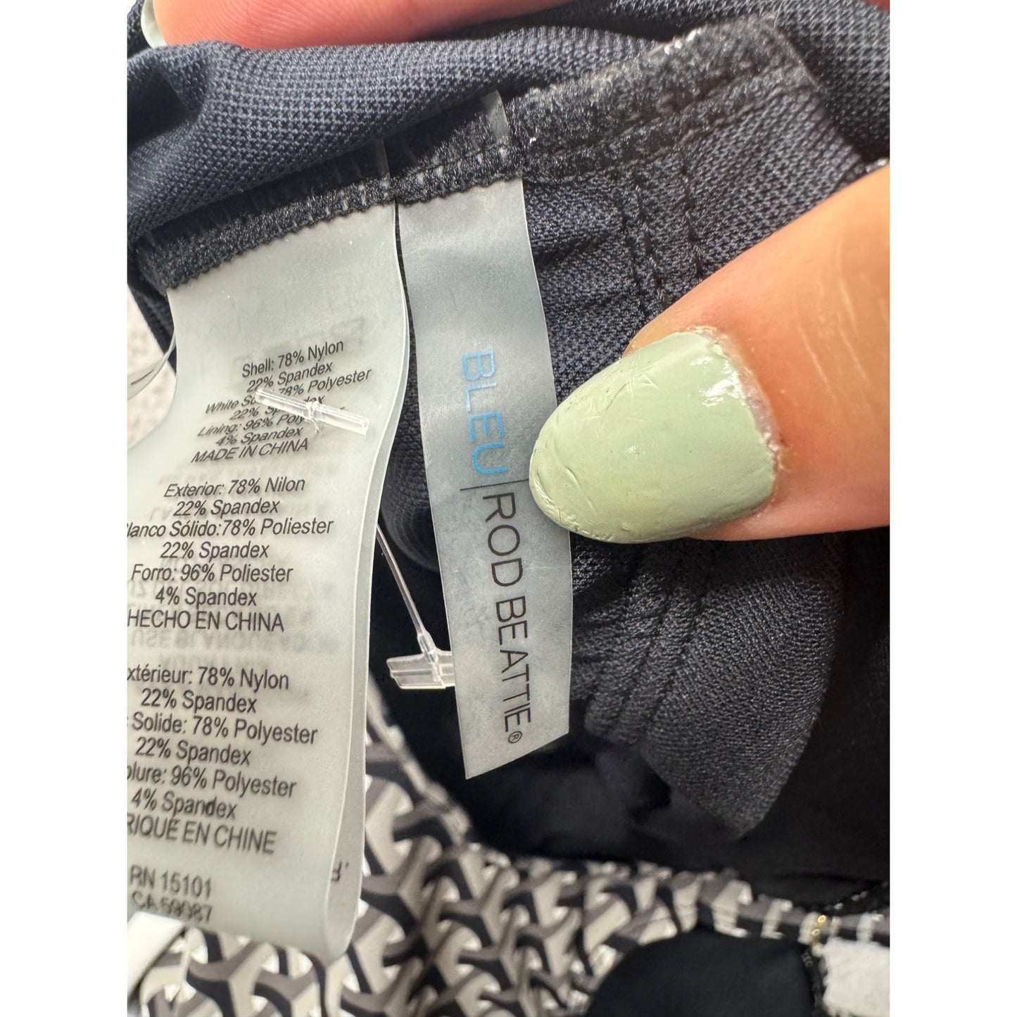 One-Piece Swimsuit With Geometric Print & Belted Waist By Bleu Rod Beattie #7811