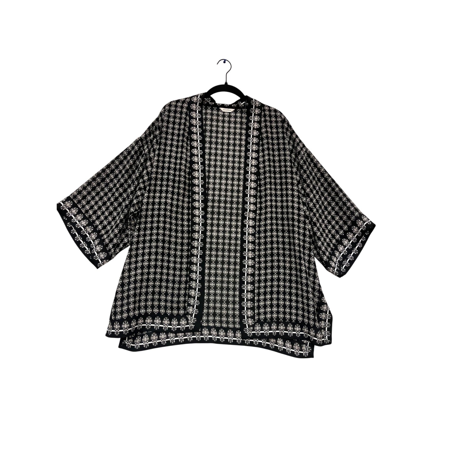 Max Studio Black & White Kimono Jacket Size L #894A