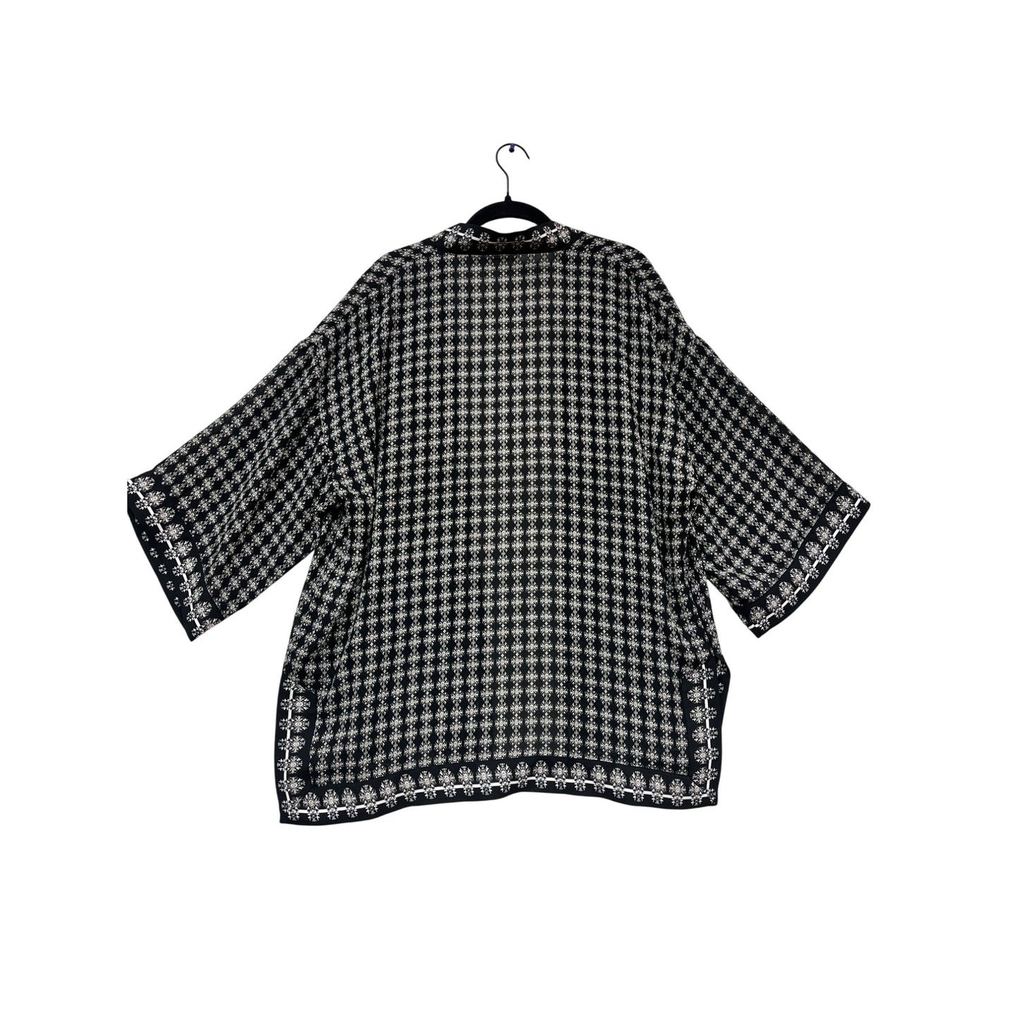 Max Studio Black & White Kimono Jacket Size L #894A