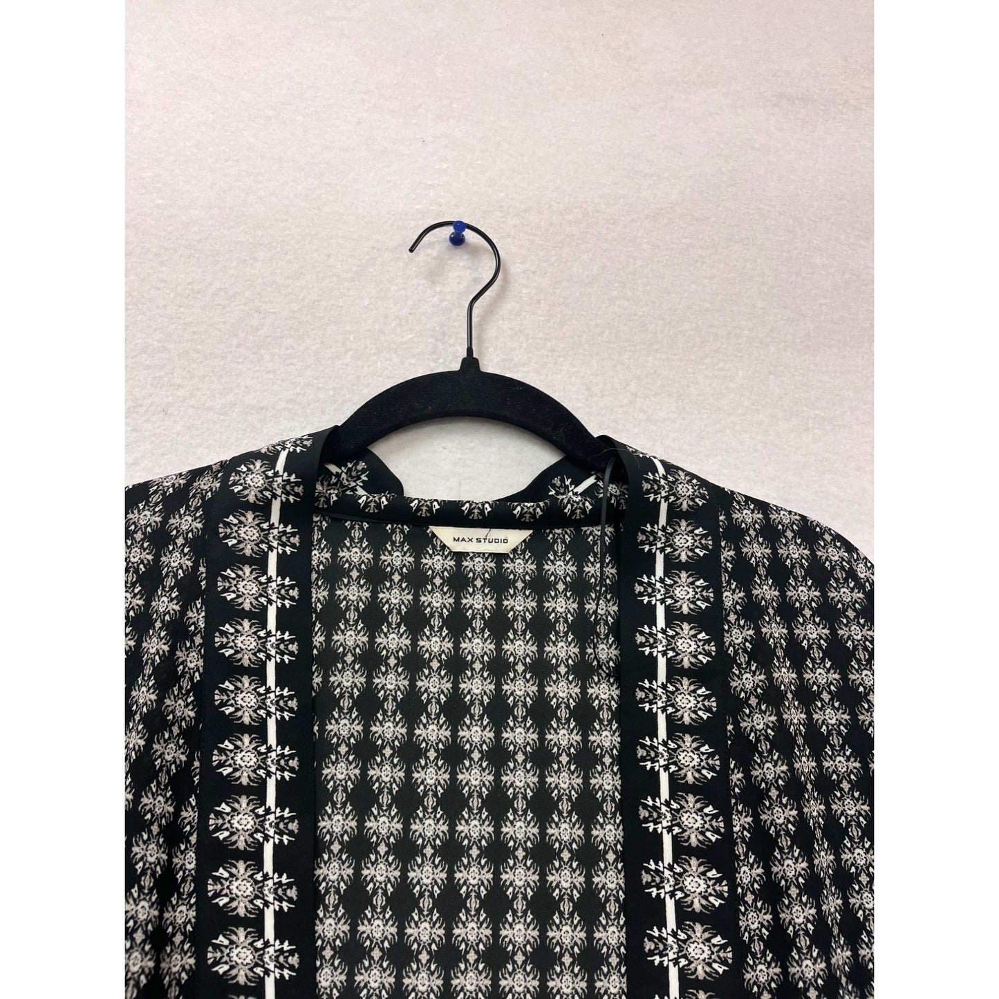 Max Studio Black & White Kimono Jacket Size L #894A