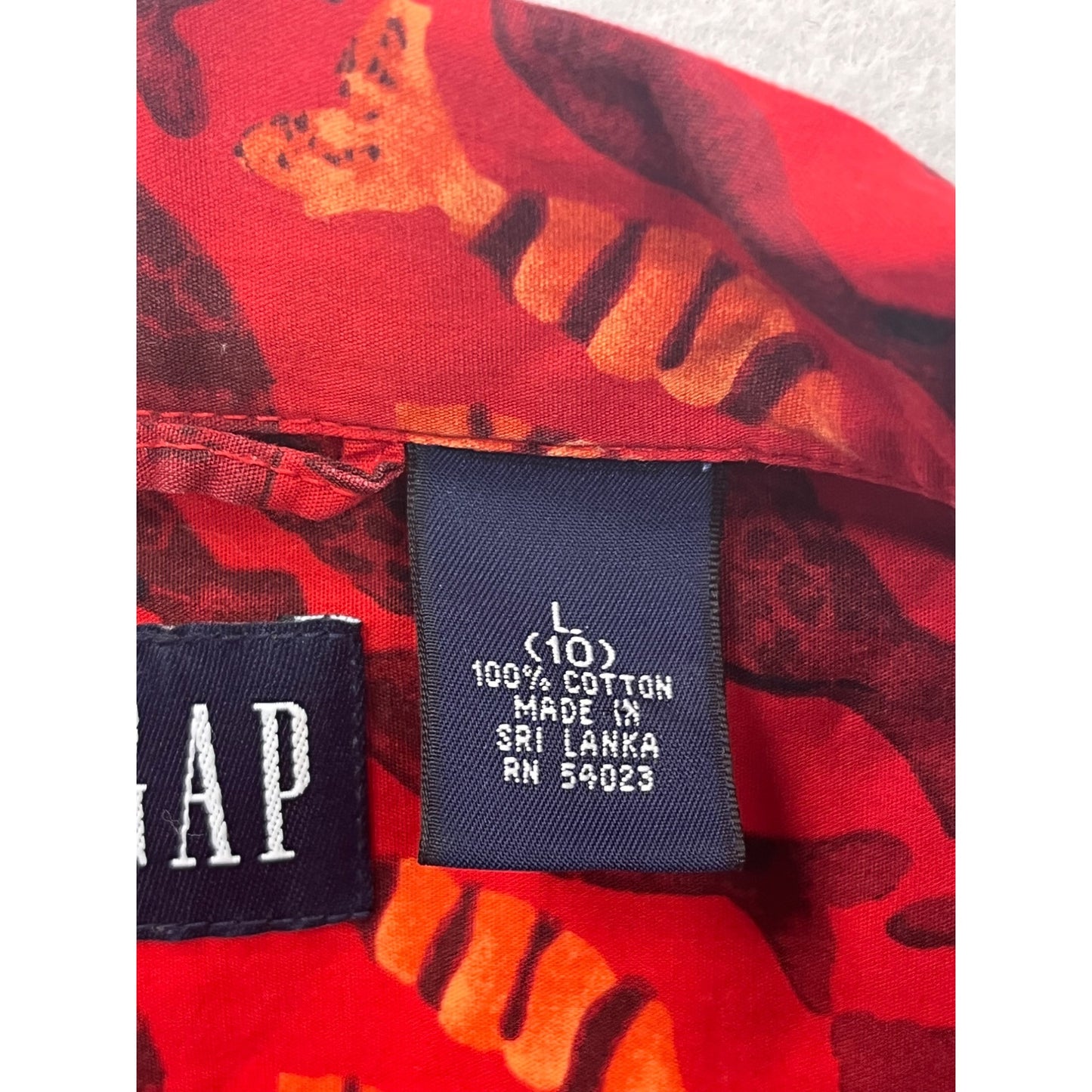 Boys Red Gap Lobster Print Short Sleeve Button-Up Shirt Size 10 #6662