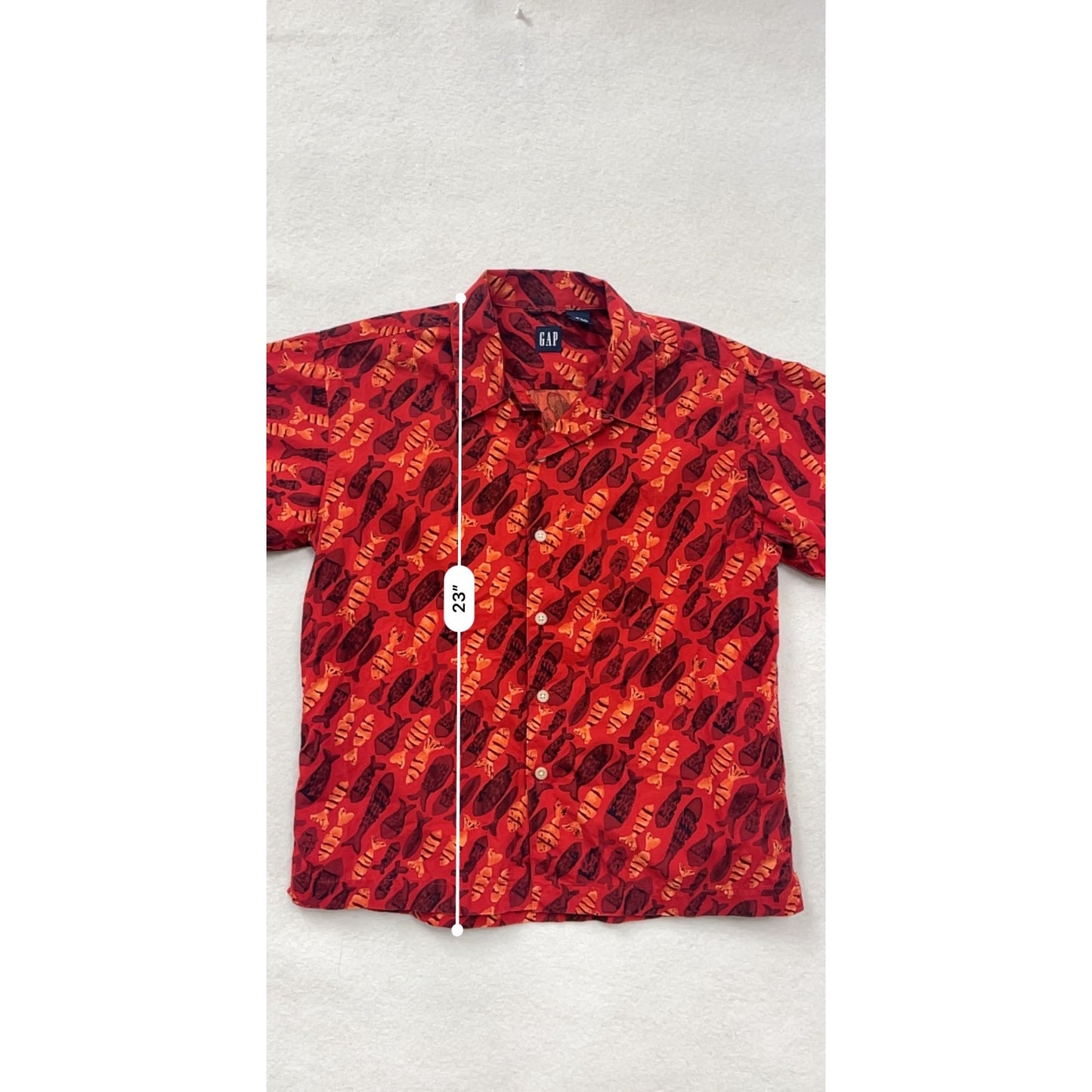 Boys Red Gap Lobster Print Short Sleeve Button-Up Shirt Size 10 #6662
