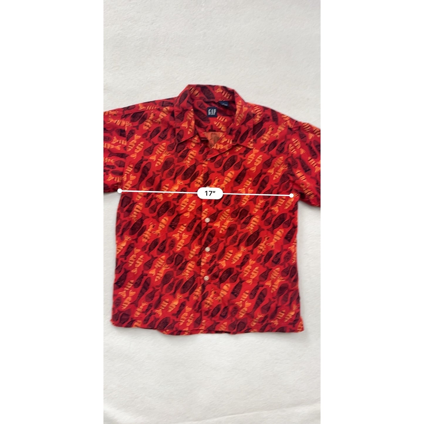 Boys Red Gap Lobster Print Short Sleeve Button-Up Shirt Size 10 #6662