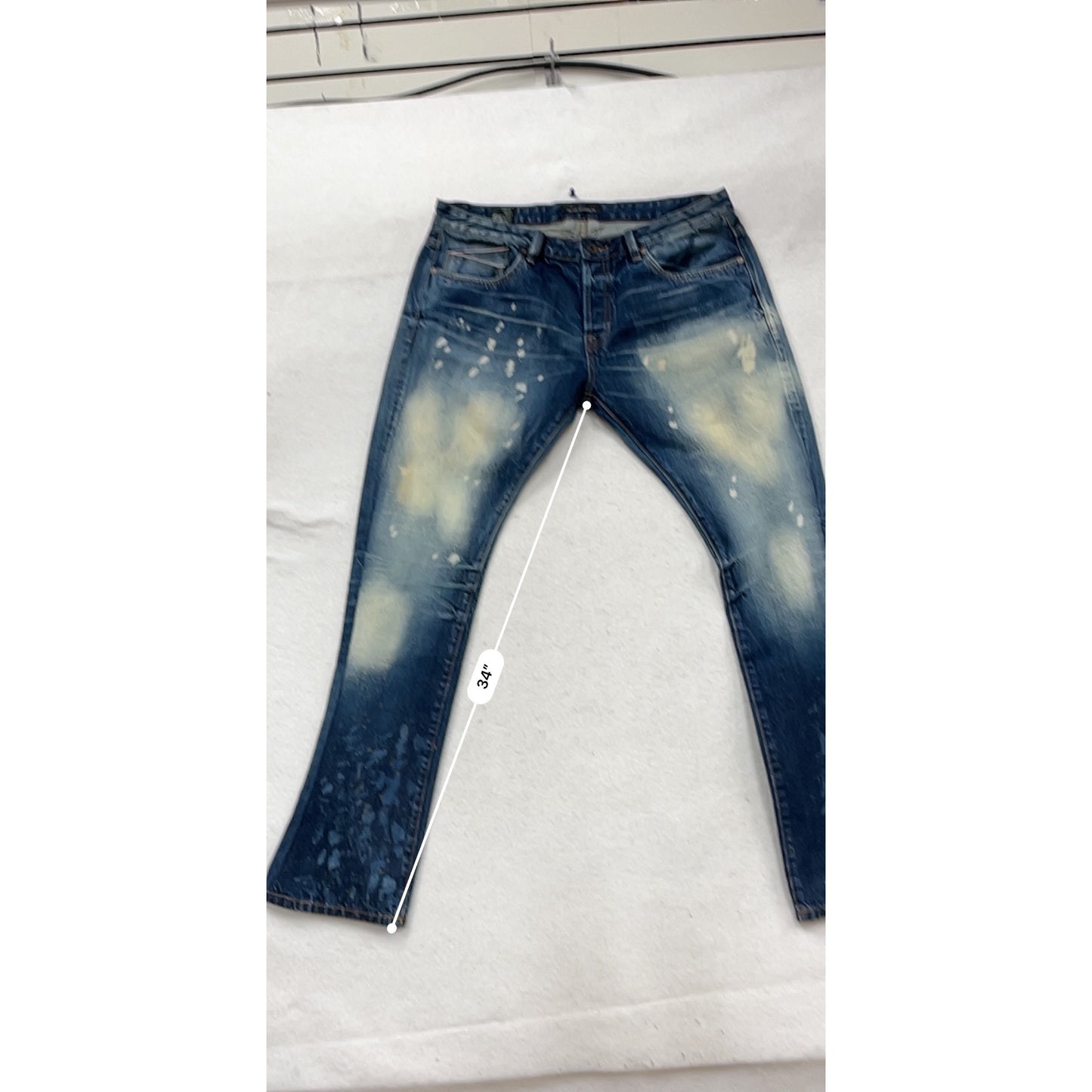 Cult Of Individuality Distressed Bootcut Jeans Size 38 Blue Denim #799A