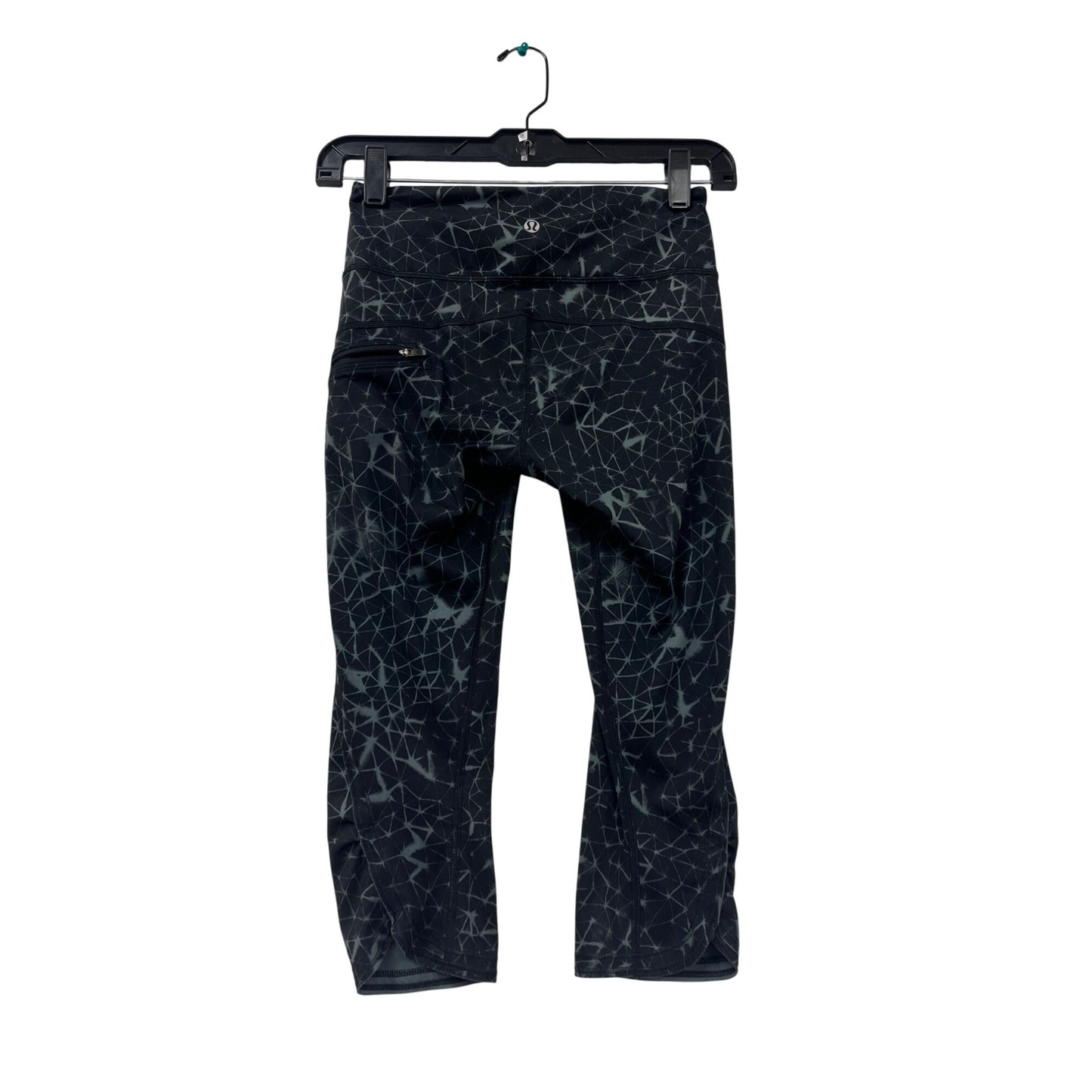 Lululemon Womens Black Cropped Geometric Pattern Leggings With Side Pocket #6043