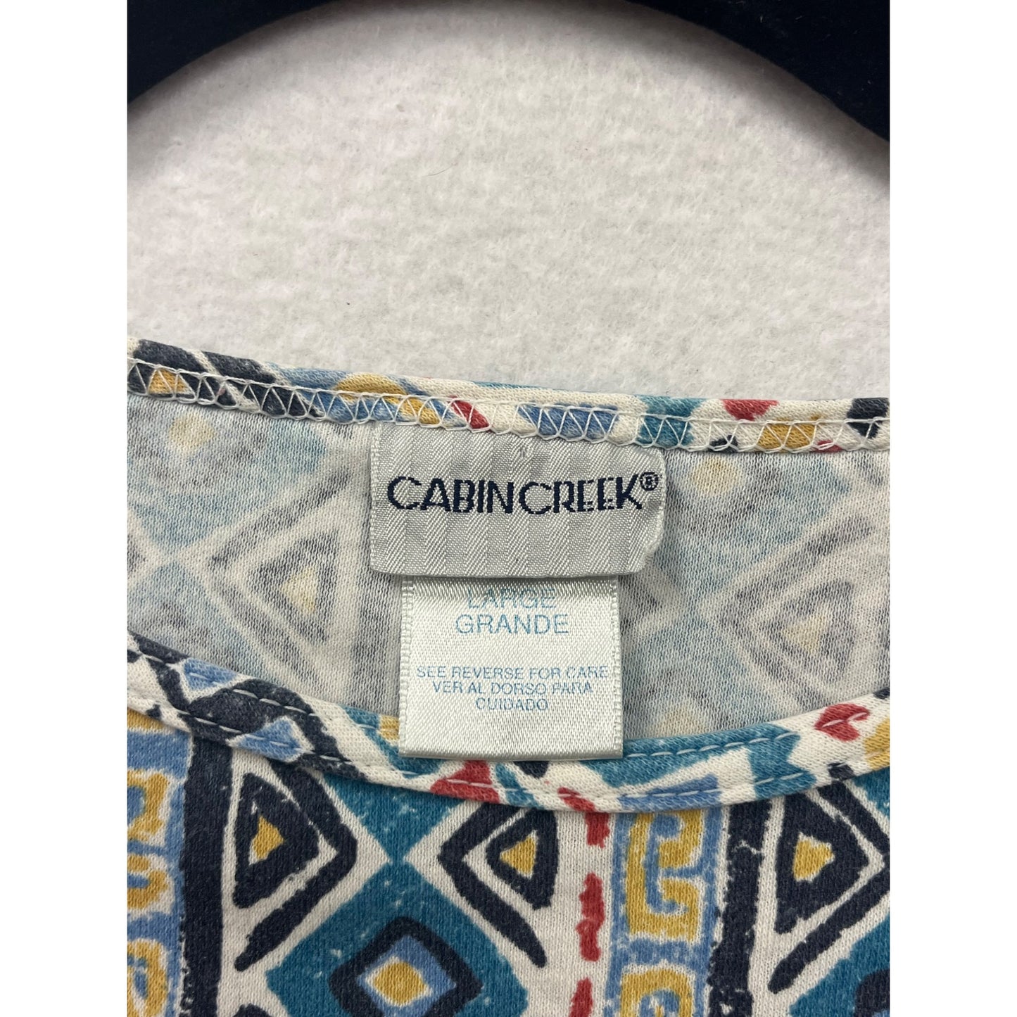 Vintage Cabin Creek Womens Large Aztec Print Short Sleeve Top #6790