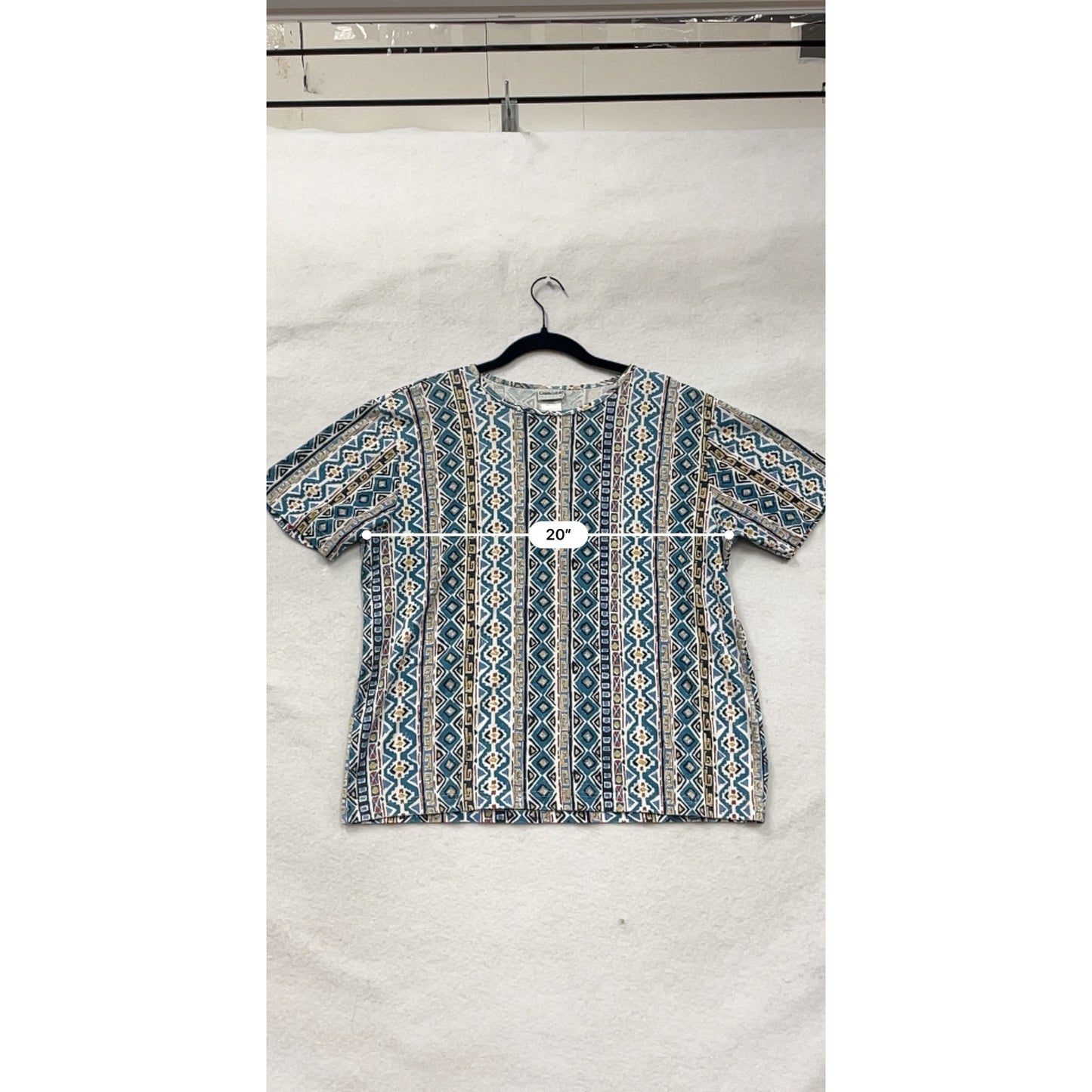 Vintage Cabin Creek Womens Large Aztec Print Short Sleeve Top #6790