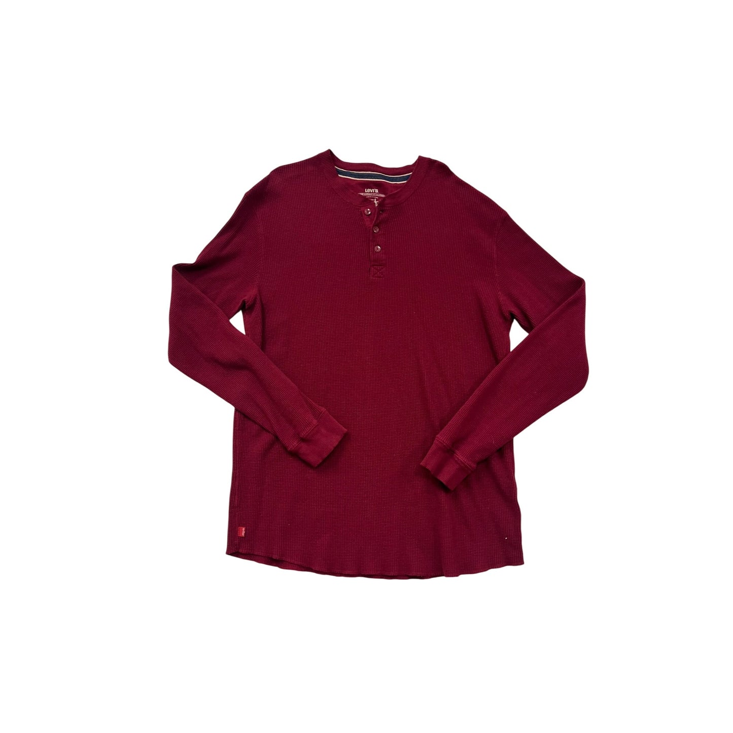 Levis Red Waffle Knit Henley Shirt XXXL #8302
