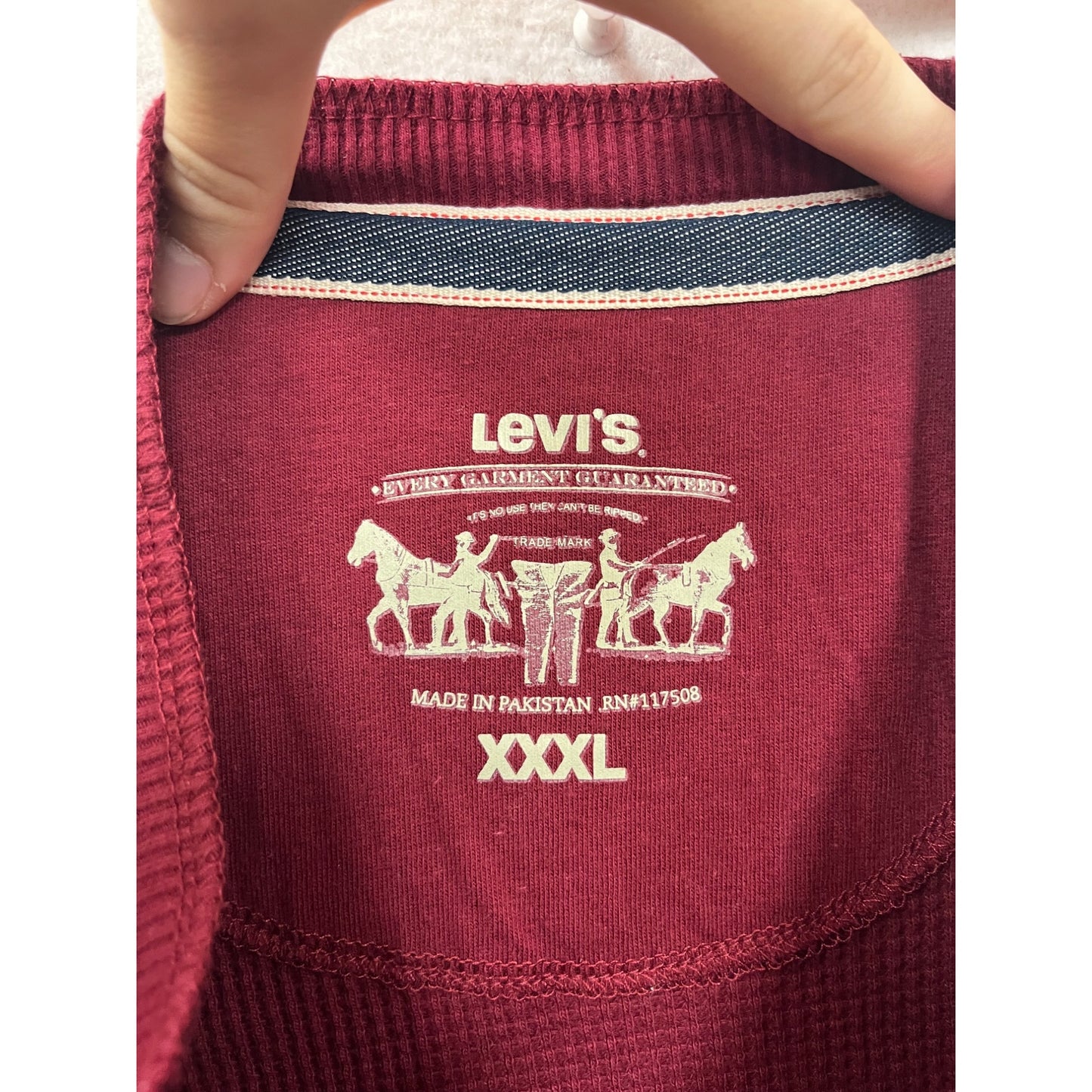 Levis Red Waffle Knit Henley Shirt XXXL #8302