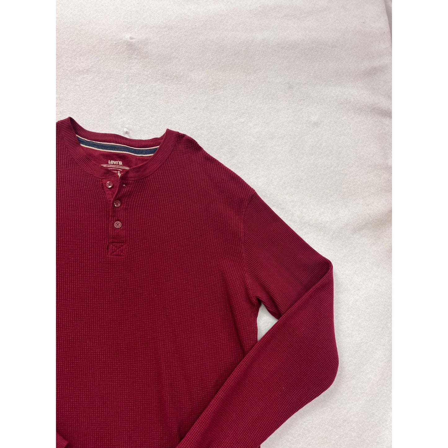 Levis Red Waffle Knit Henley Shirt XXXL #8302