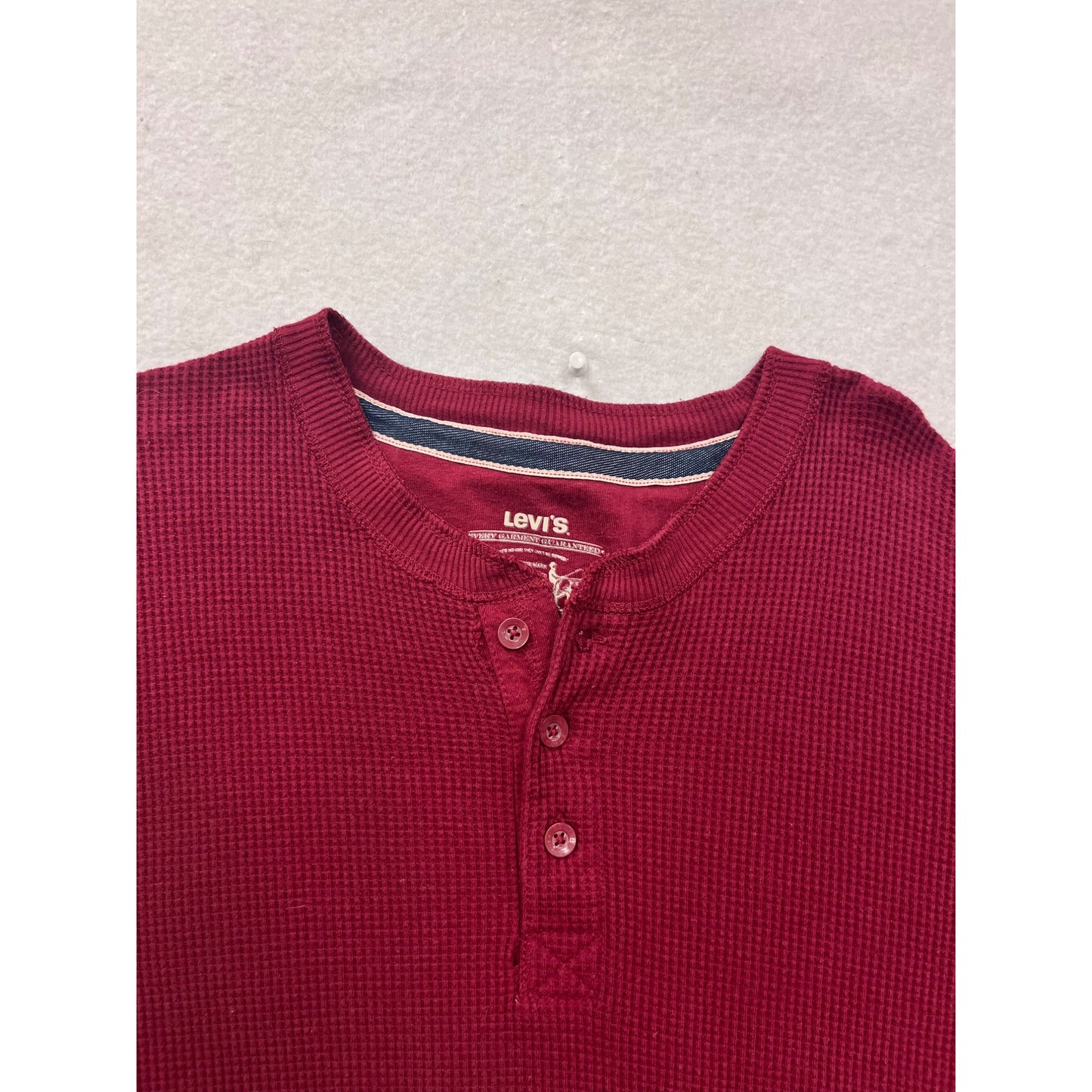 Levis Red Waffle Knit Henley Shirt XXXL #8302