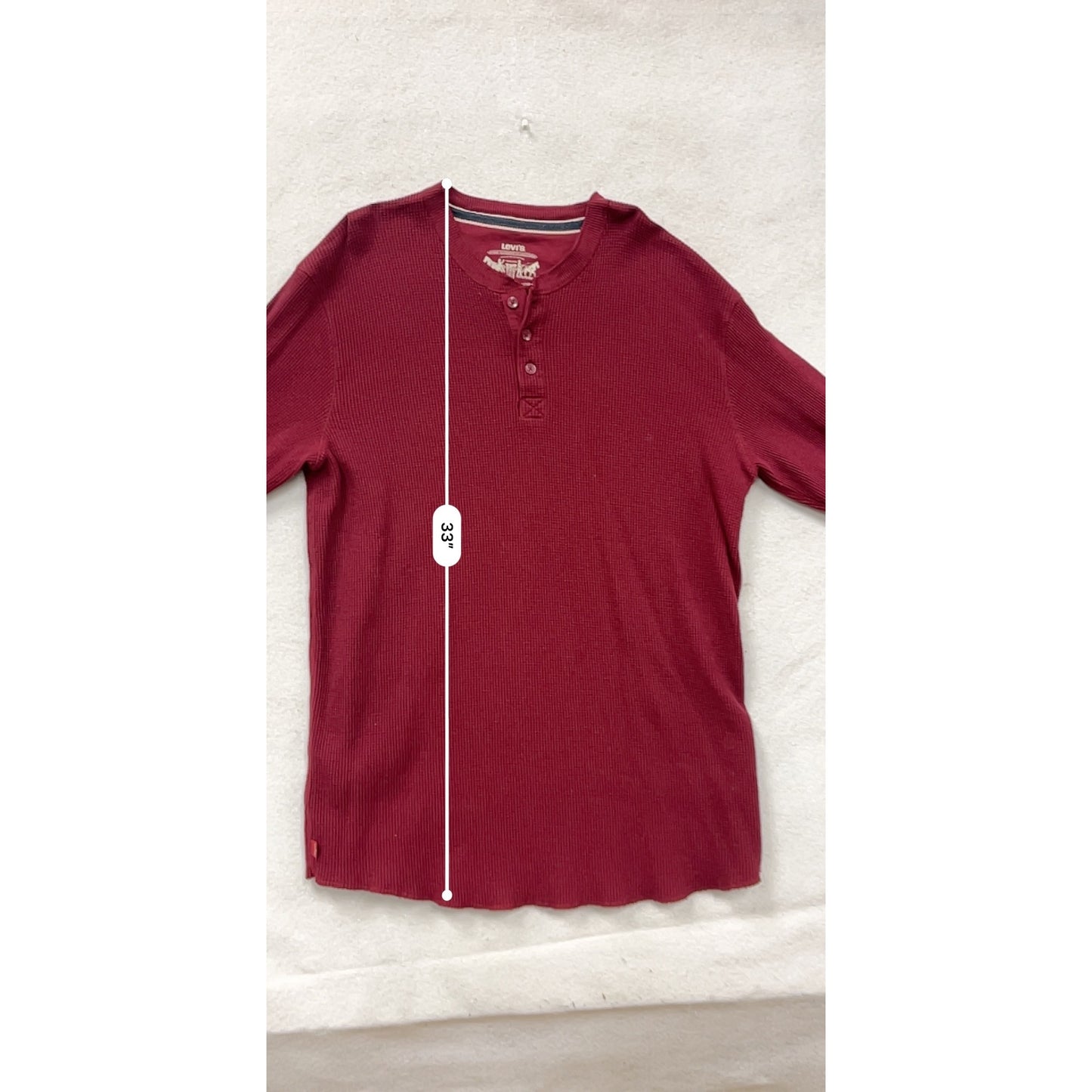 Levis Red Waffle Knit Henley Shirt XXXL #8302
