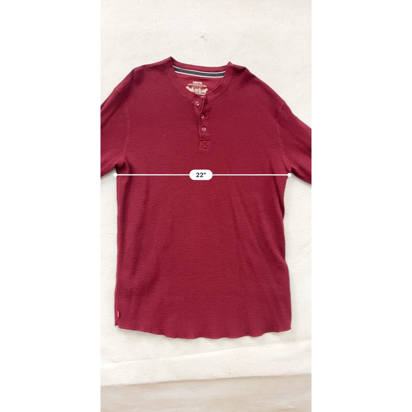 Levis Red Waffle Knit Henley Shirt XXXL #8302