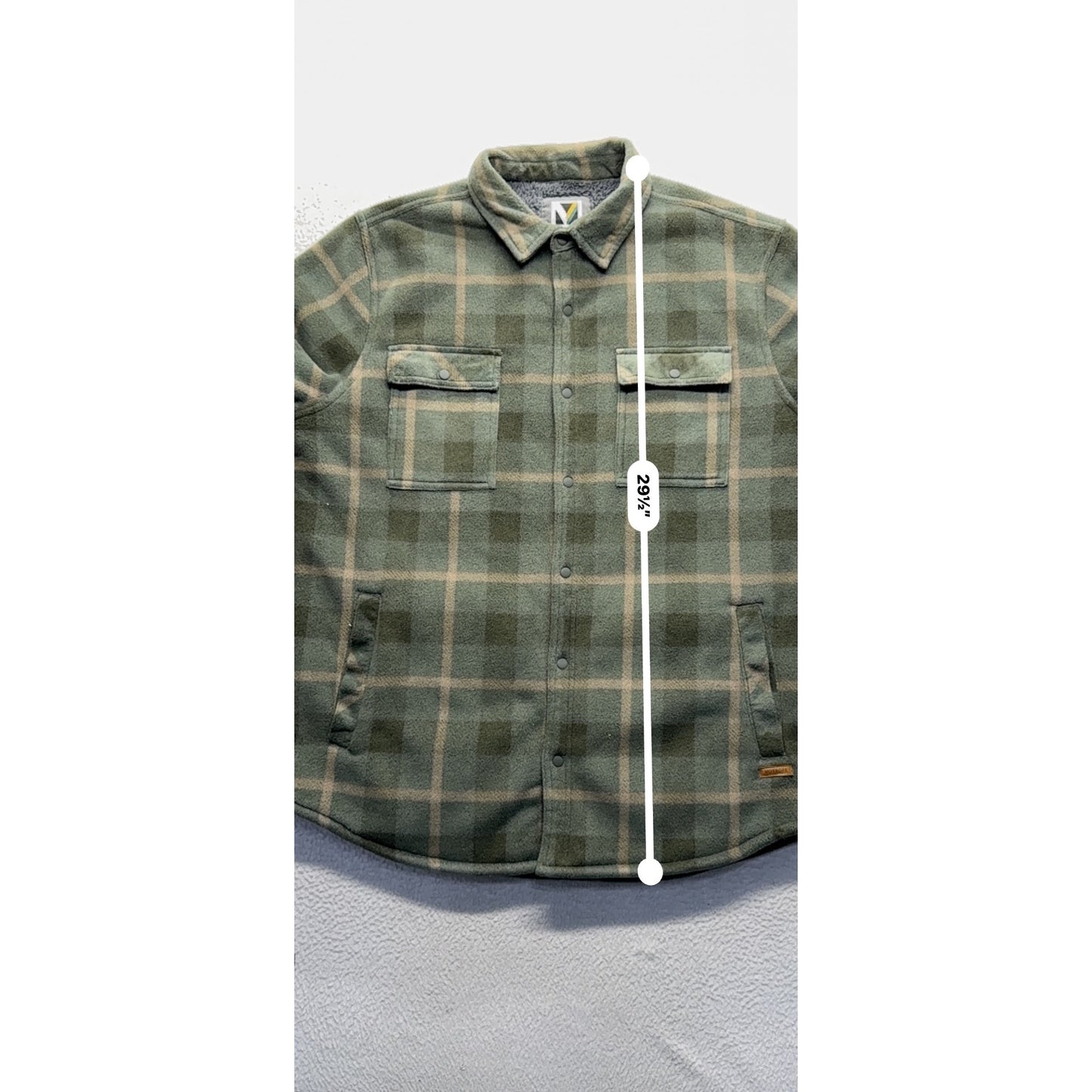 Voyager Green Plaid Sherpa-Lined Flannel Shirt Jacket Size L #128B