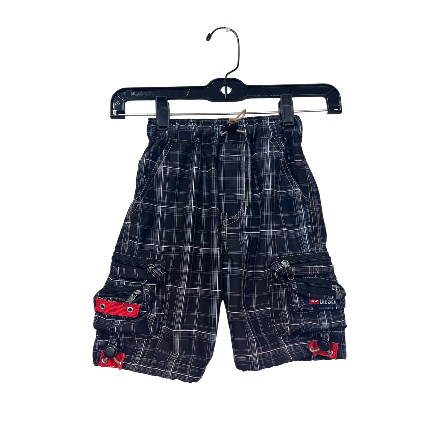 Boys 2XL Diesel Black & White Plaid Cargo Shorts #6660
