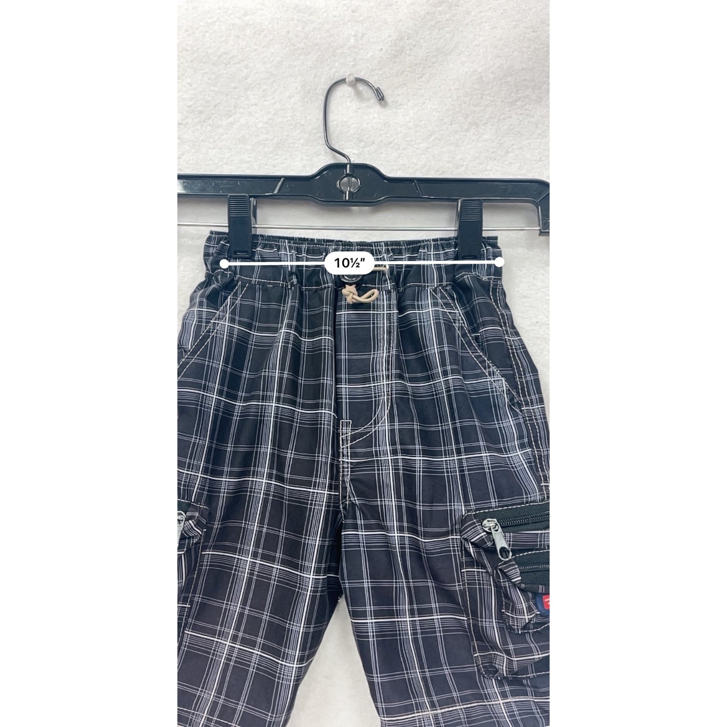Boys 2XL Diesel Black & White Plaid Cargo Shorts #6660