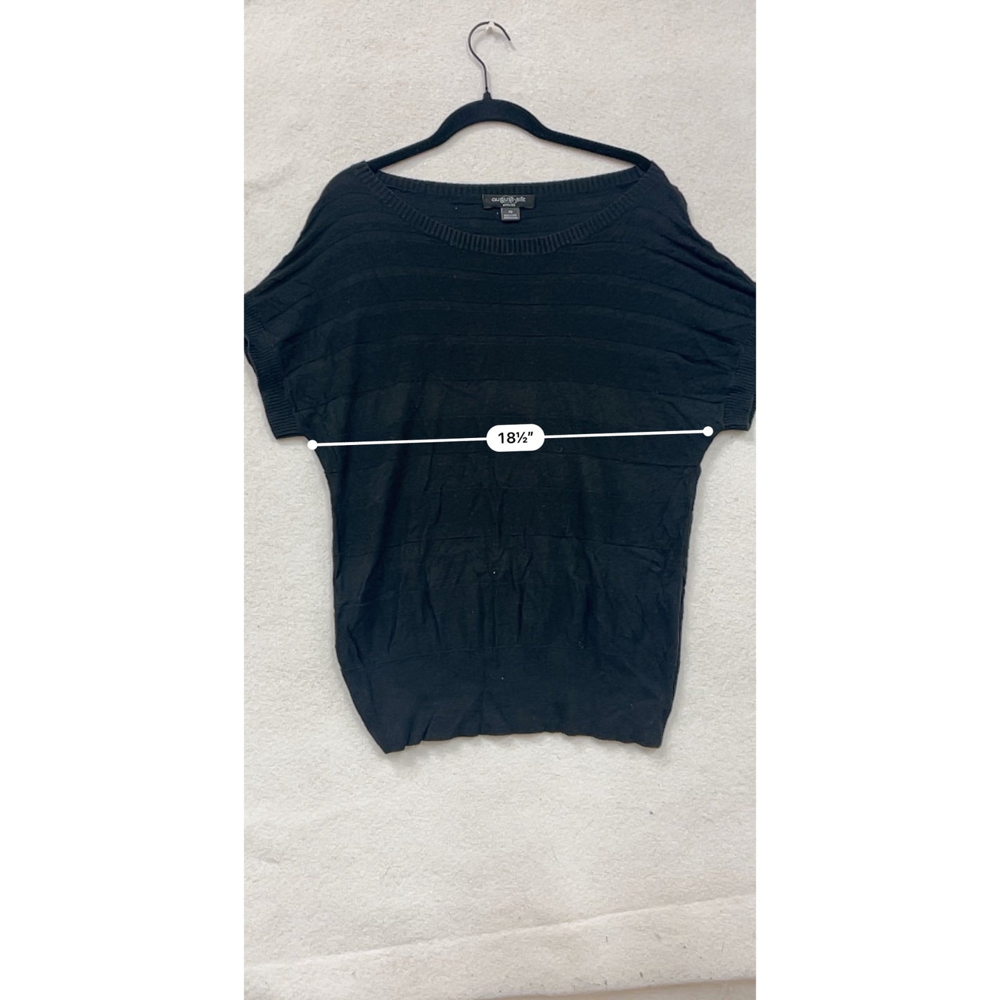 August Silk Petite Black Short Sleeve Knit Top #8525