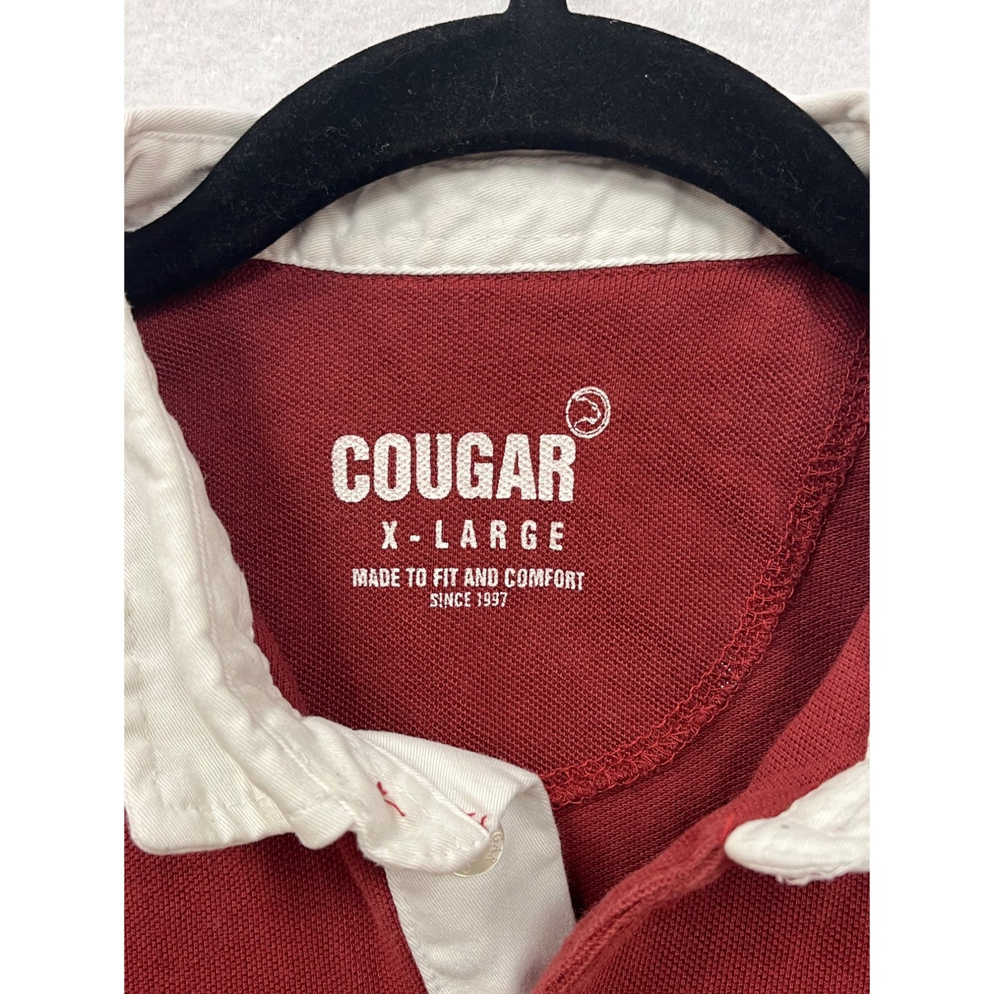 Cougar Mens XL Rugby Polo Shirt With Embroidered Flags #6899