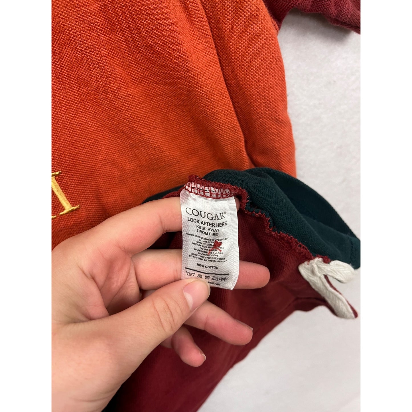 Cougar Mens XL Rugby Polo Shirt With Embroidered Flags #6899