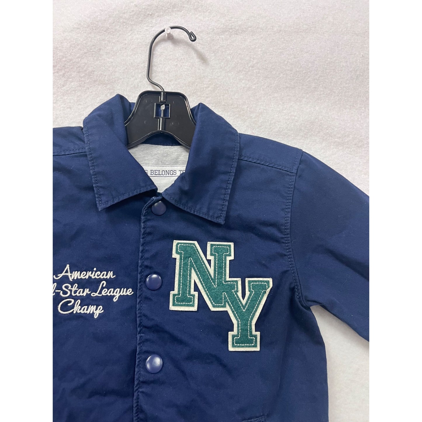 Boys Navy NY Jacket By Carters 4T American All-Star League Champ #6743