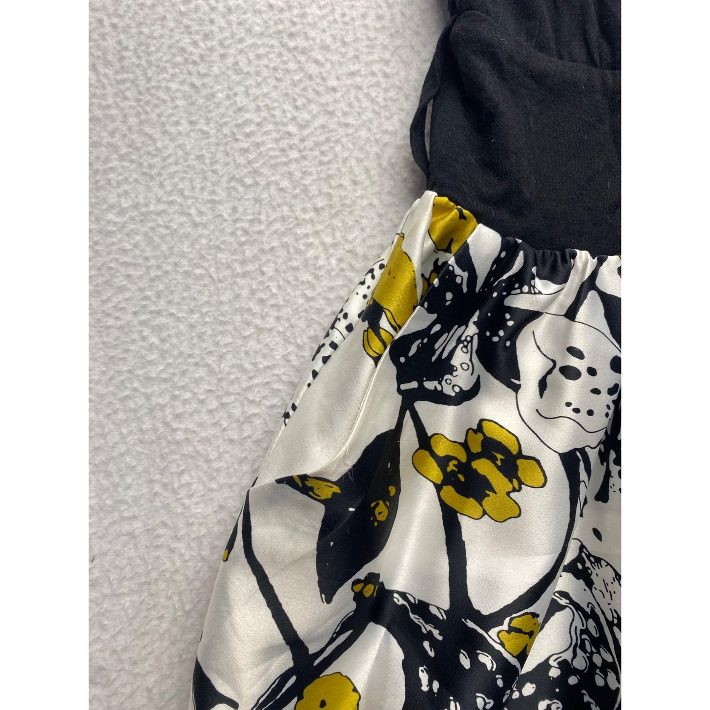 Arden B Sleeveless Black & Floral Print Dress With Yellow Accents #7340