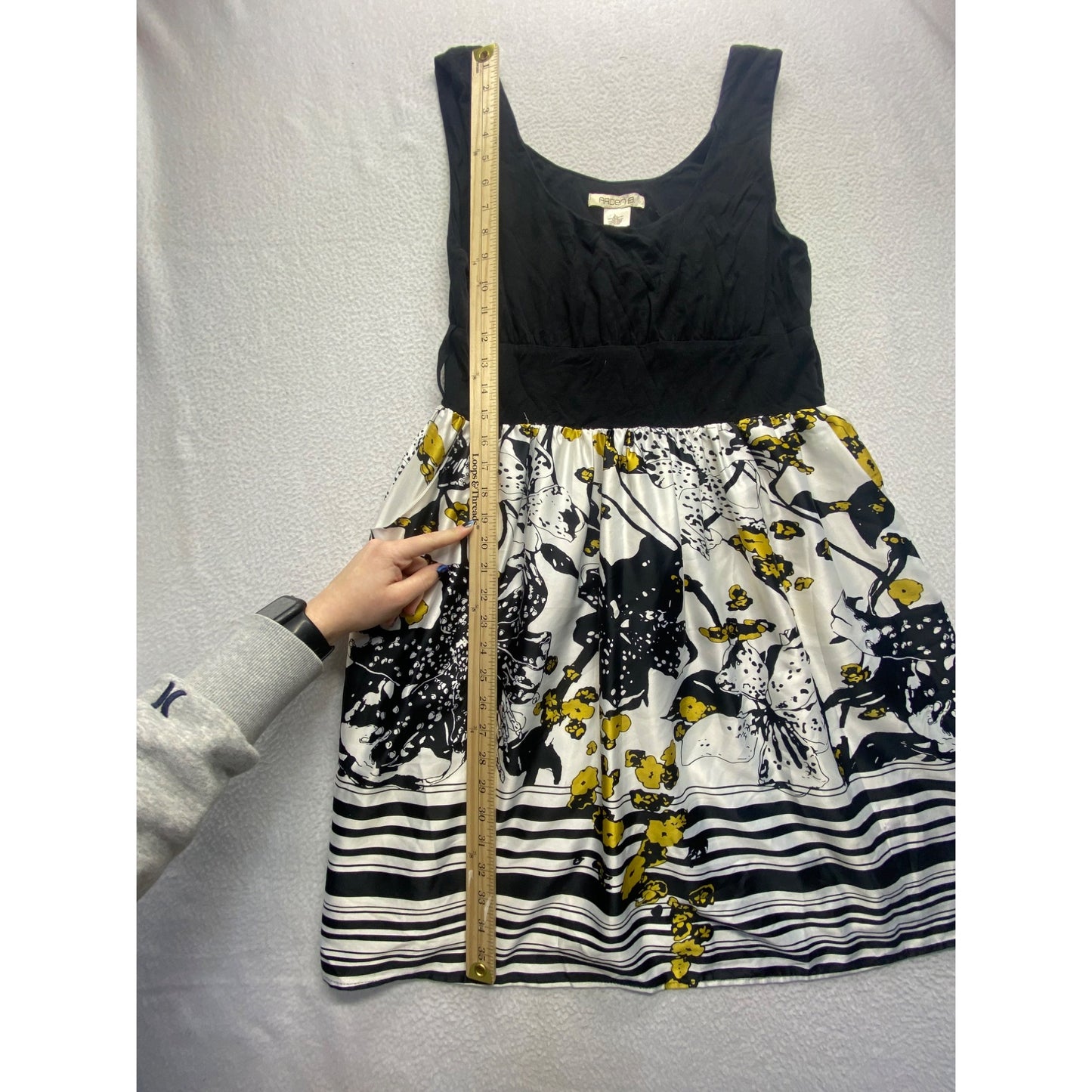 Arden B Sleeveless Black & Floral Print Dress With Yellow Accents #7340