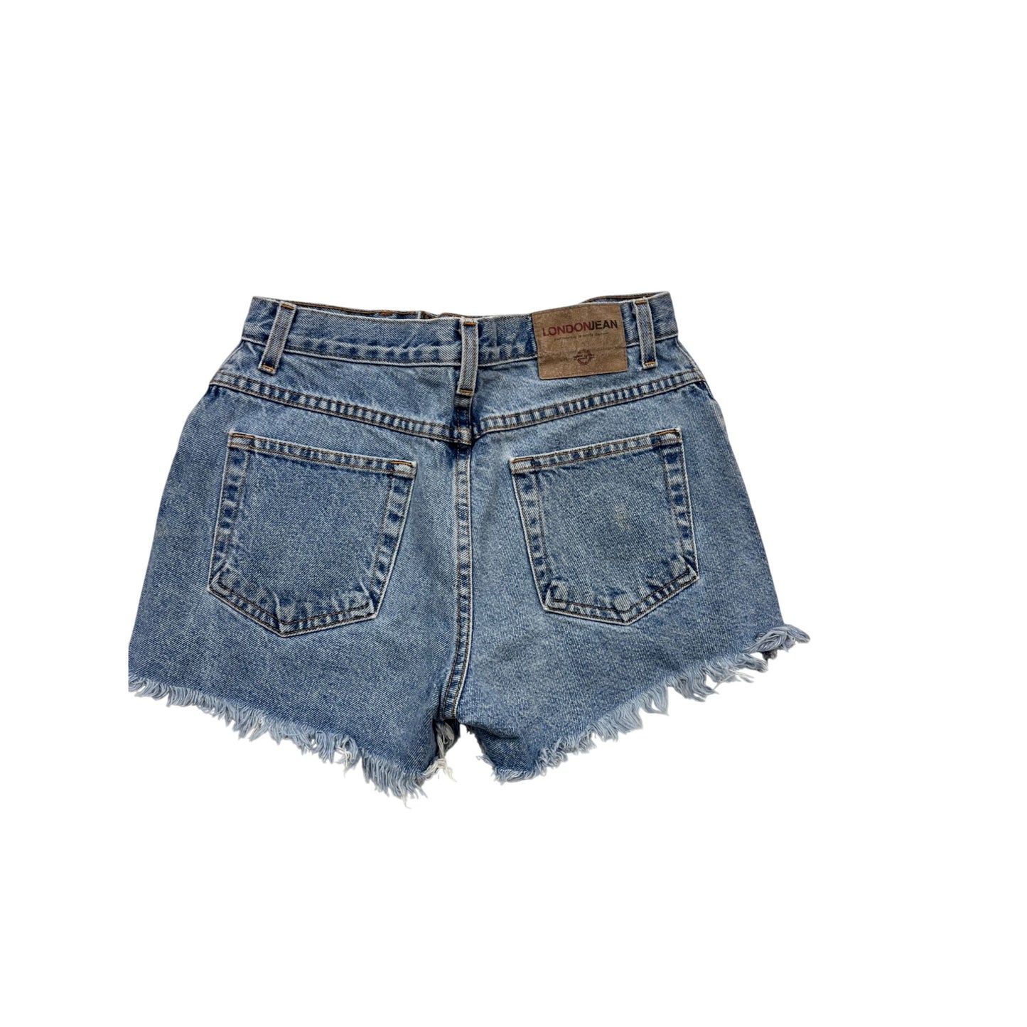 Vintage London Jean Distressed Denim High Waist Cut Off Shorts #887A