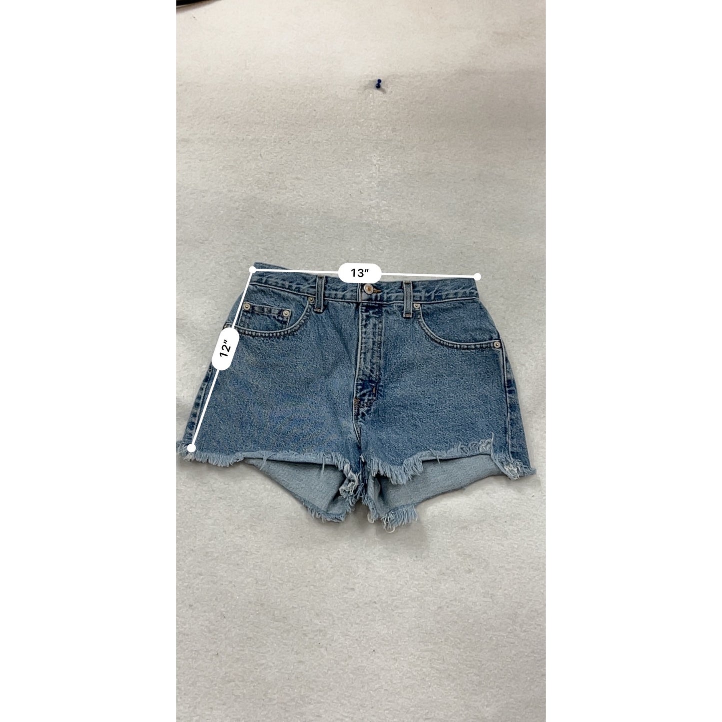 Vintage London Jean Distressed Denim High Waist Cut Off Shorts #887A