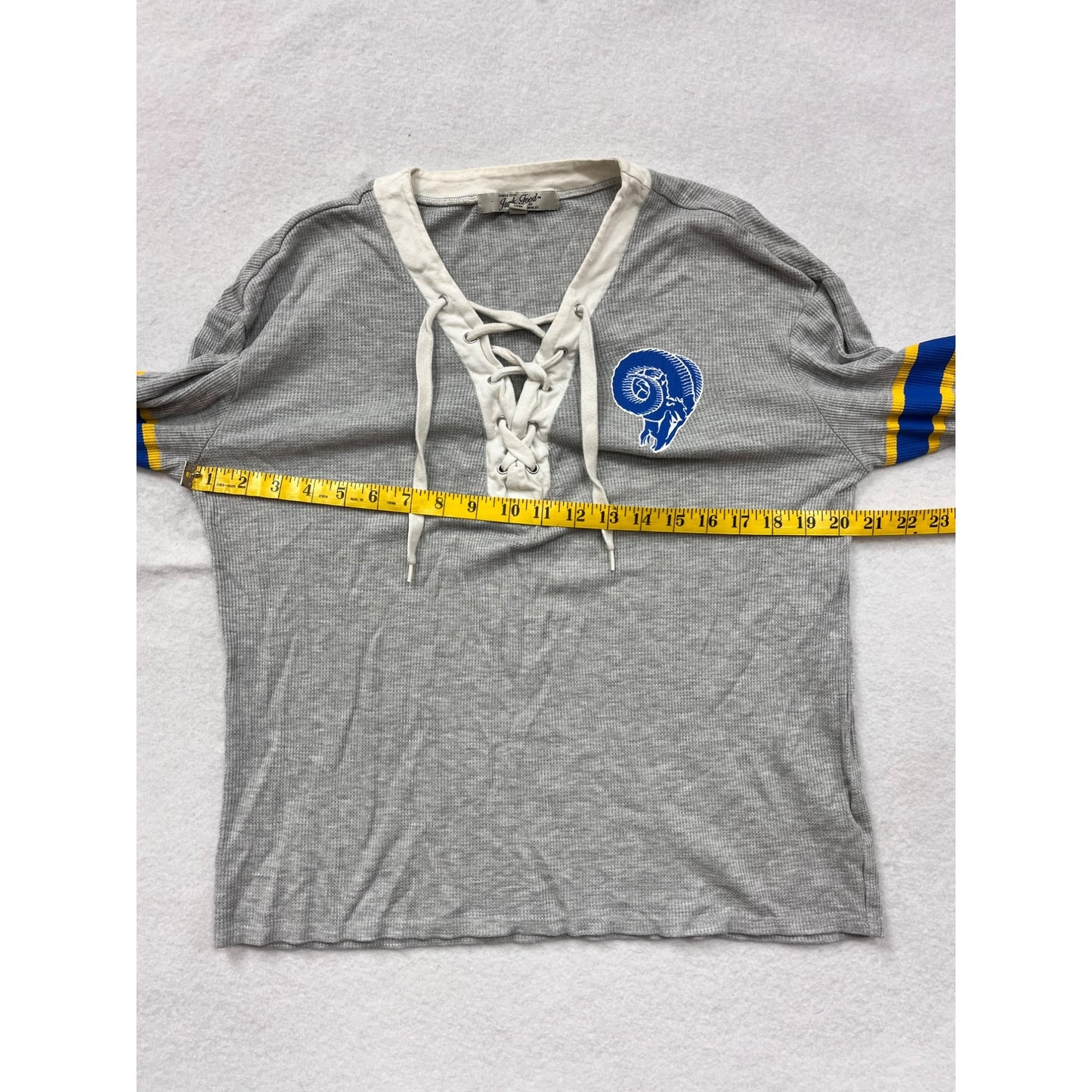 Vintage Junk Food Los Angeles Rams Lace-Up Long Sleeve Tee #6100