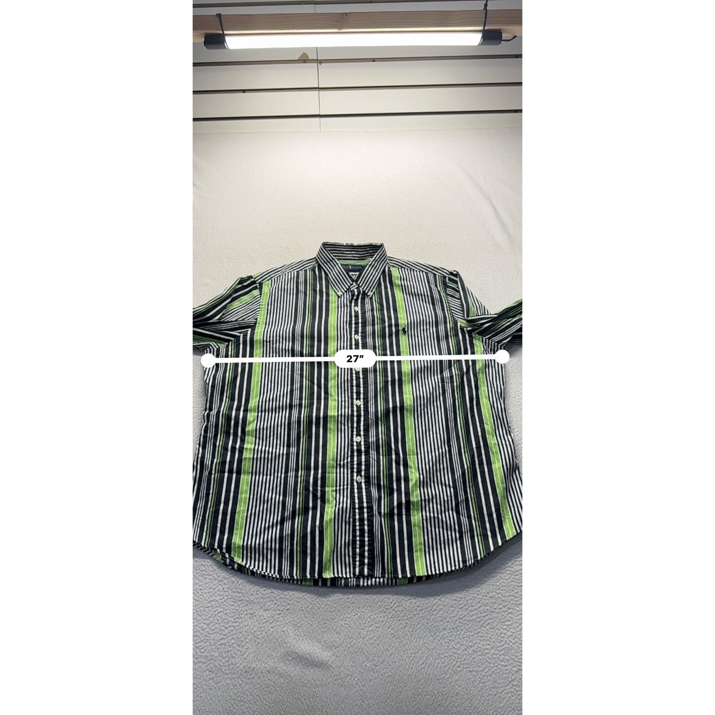 Ralph Lauren Striped Button-Up Shirt Black/Green/White XXL #7885