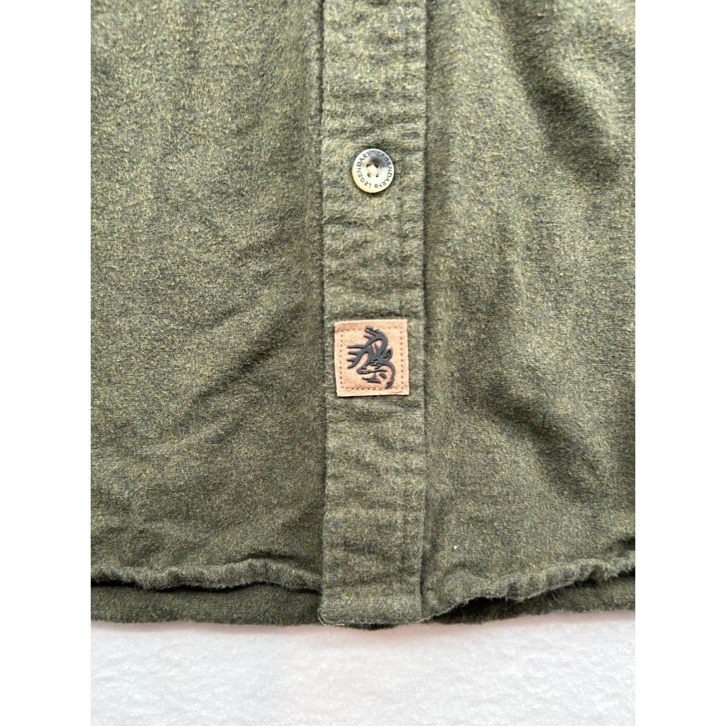 Legendary Whitetails Buck Camp Flannel Olive Green Long Sleeve Corduroy Collar #6655