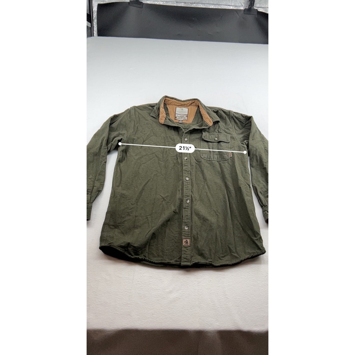 Legendary Whitetails Buck Camp Flannel Olive Green Long Sleeve Corduroy Collar #6655