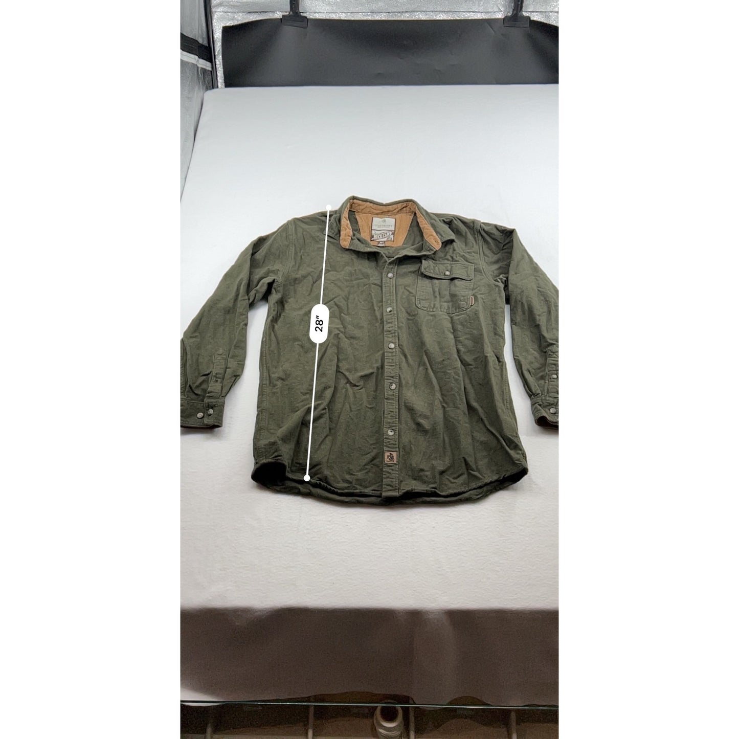 Legendary Whitetails Buck Camp Flannel Olive Green Long Sleeve Corduroy Collar #6655