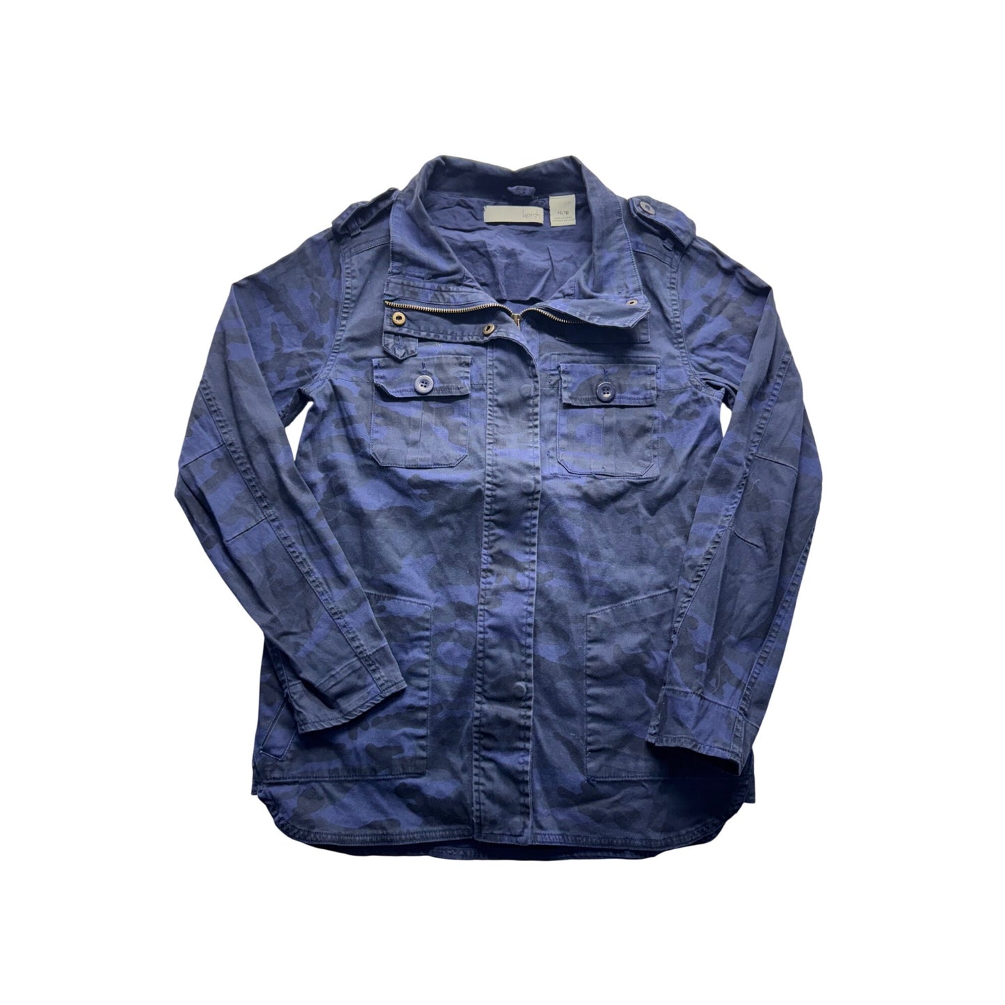 Kersh Camo Jacket XS Blue Long Sleeve Cotton Blend With Pockets #9069