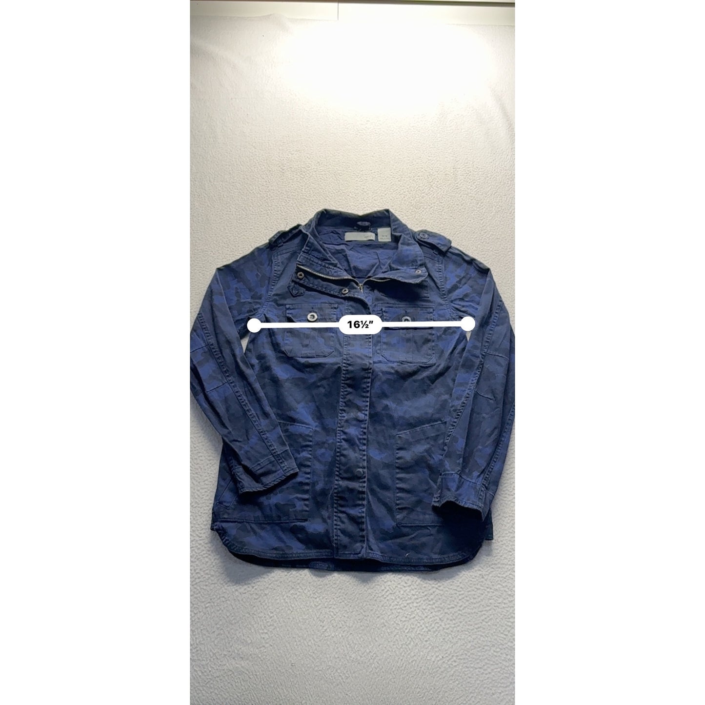 Kersh Camo Jacket XS Blue Long Sleeve Cotton Blend With Pockets #9069