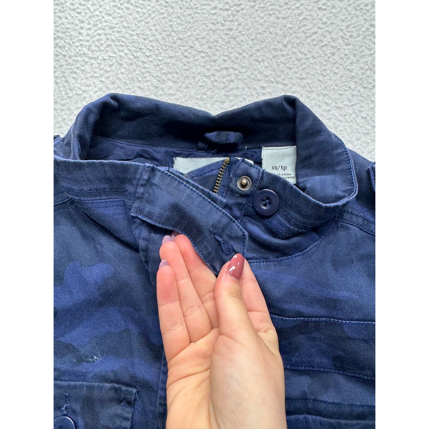 Kersh Camo Jacket XS Blue Long Sleeve Cotton Blend With Pockets #9069