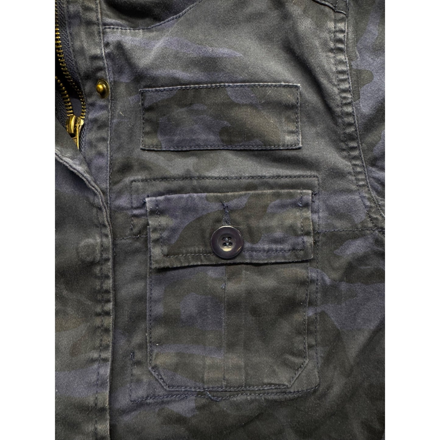 Kersh Camo Jacket XS Blue Long Sleeve Cotton Blend With Pockets #9069