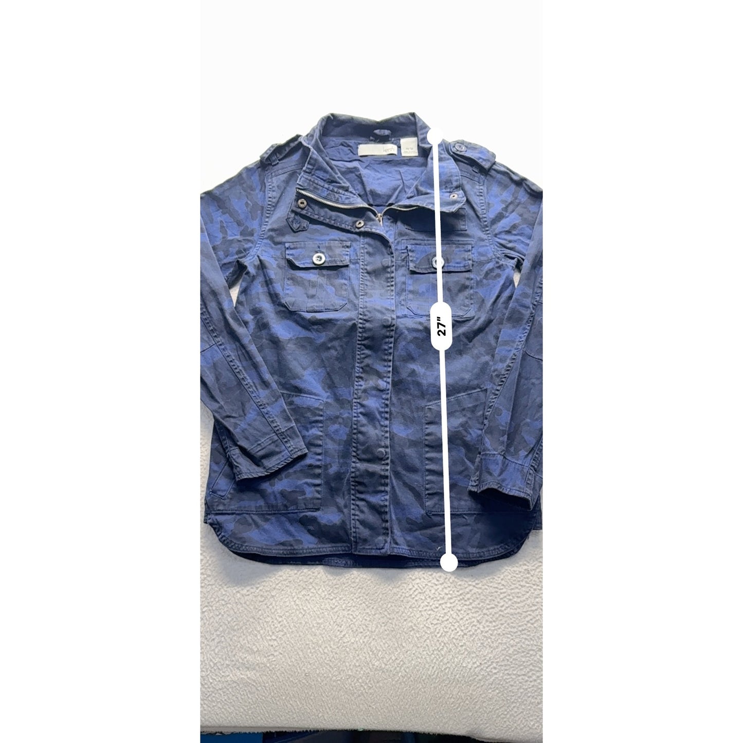 Kersh Camo Jacket XS Blue Long Sleeve Cotton Blend With Pockets #9069