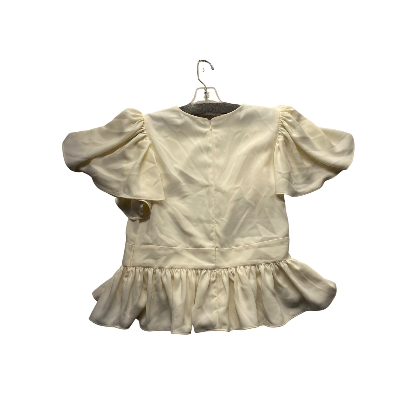 Express Womens Cream Ruffle Sleeve Peplum Top Medium Polyester #7107