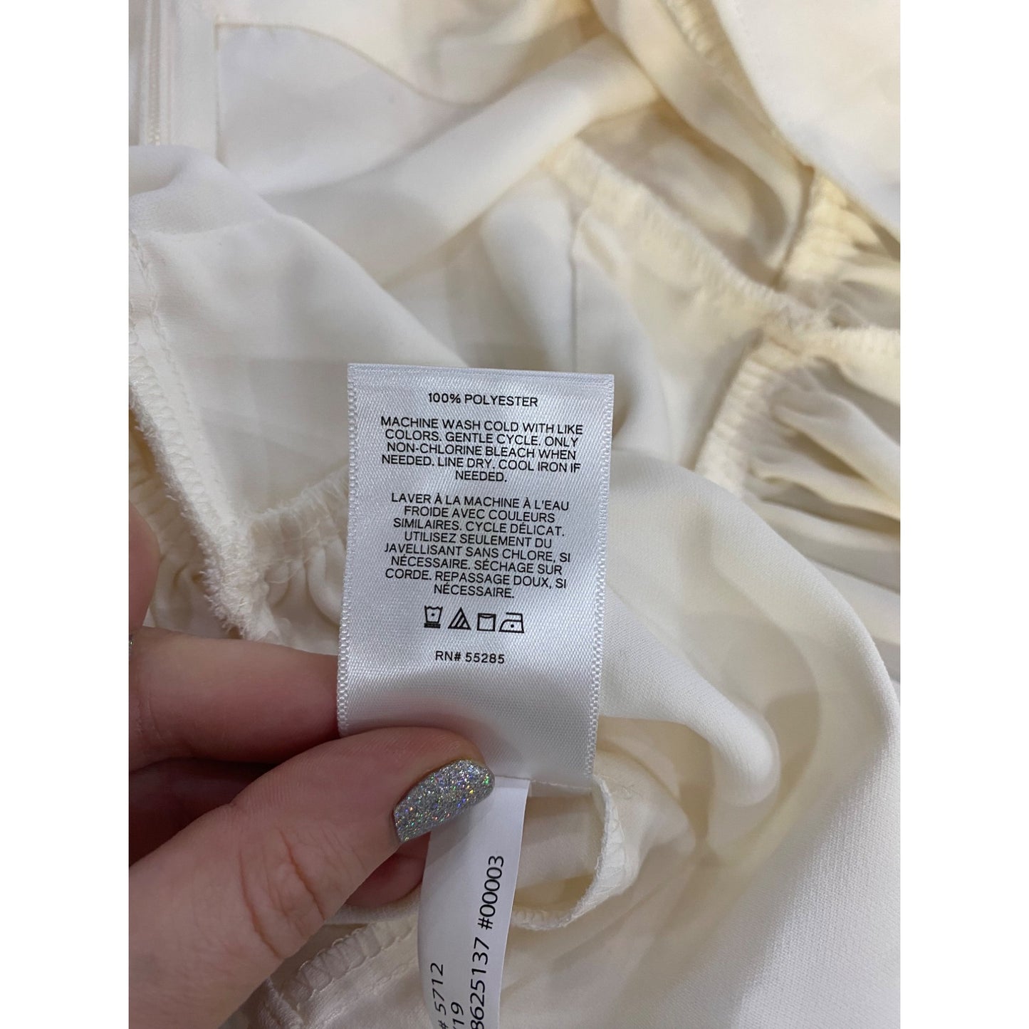 Express Womens Cream Ruffle Sleeve Peplum Top Medium Polyester #7107