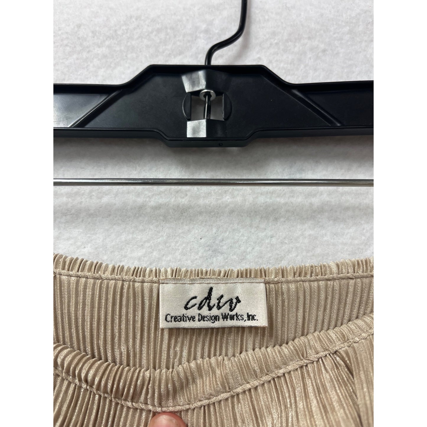 Off-The-Shoulder Pleated Beige Blouse With Bell Sleeves Womens Large By CDW #6614