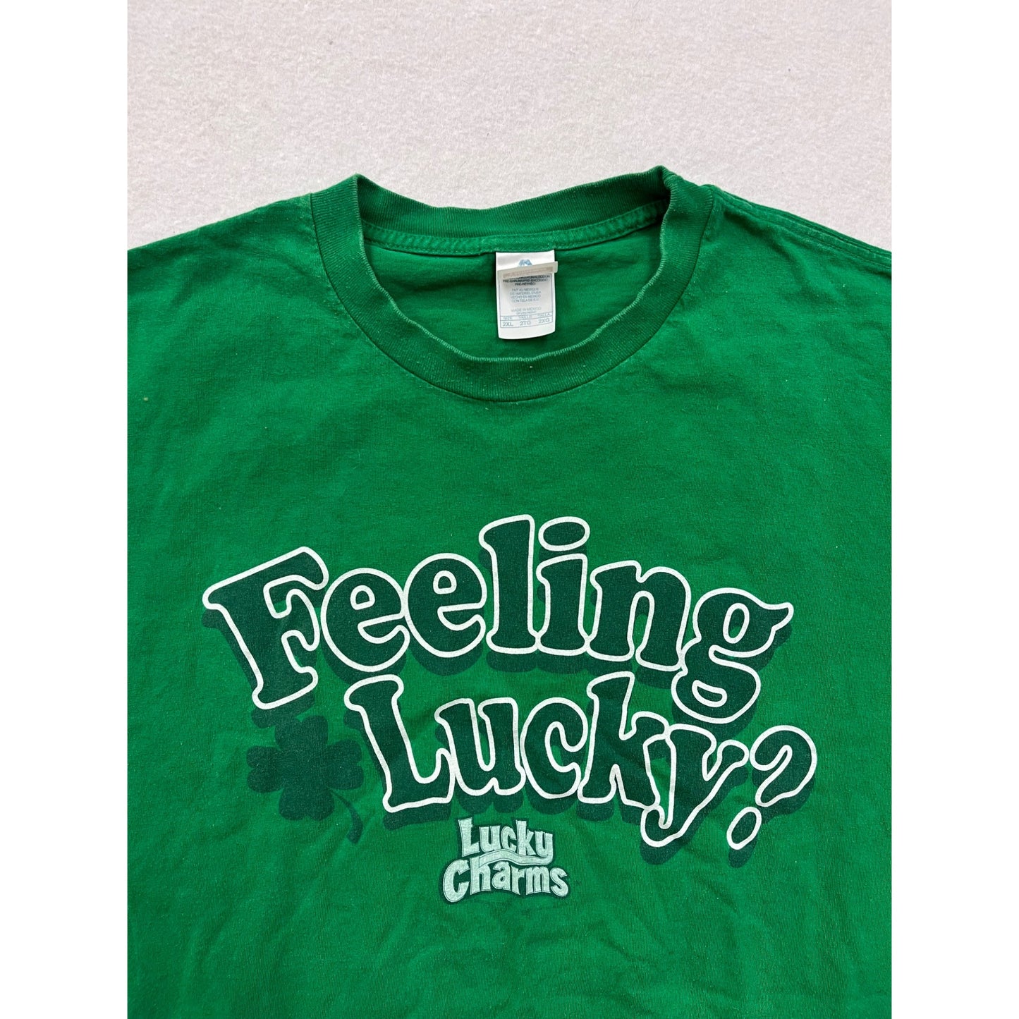 Lucky Charms "Feeling Lucky?" Green T-Shirt Mens 2XL #6586