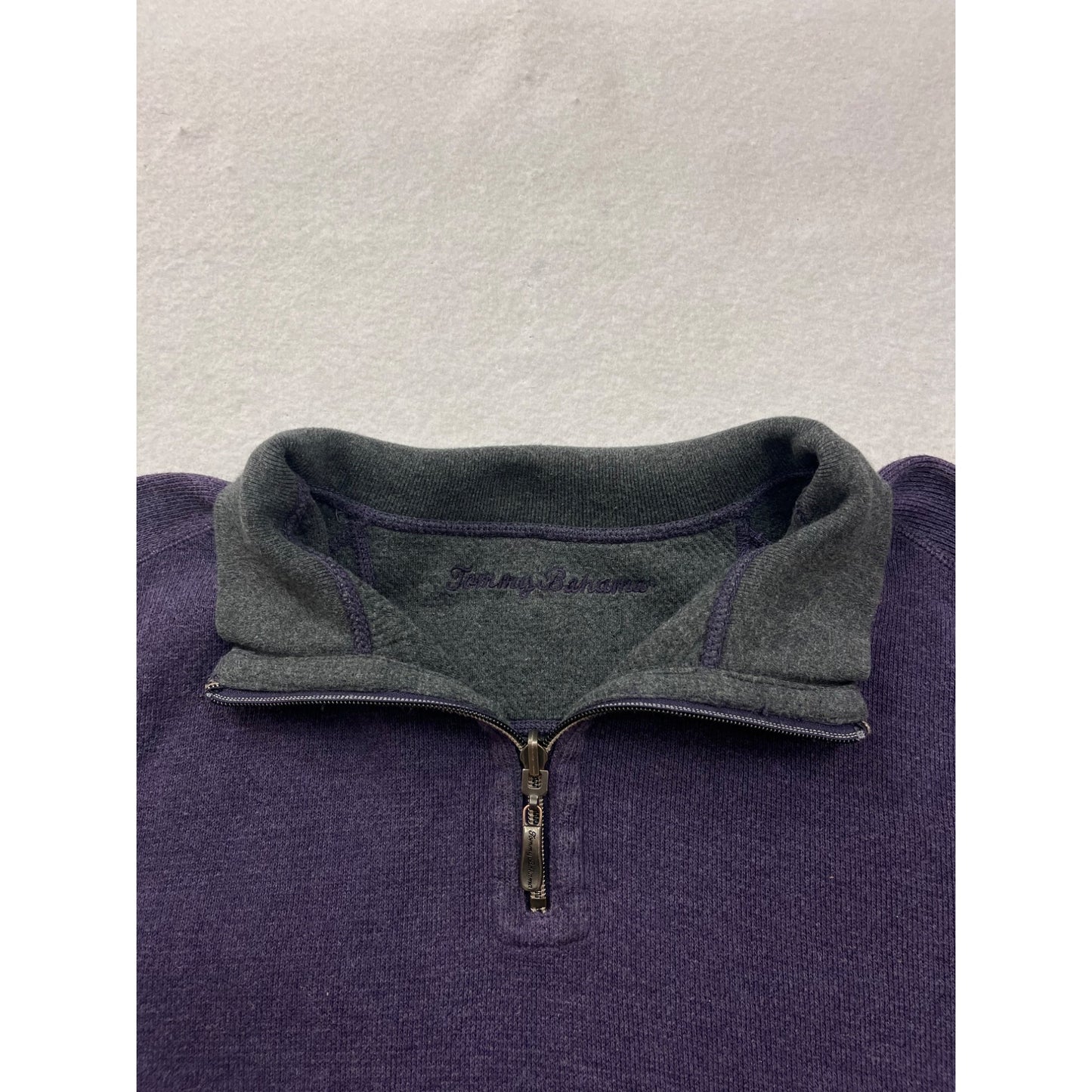 Tommy Bahama Mens Reversible Quarter-Zip Pullover Sweater Purple & Gray #6404
