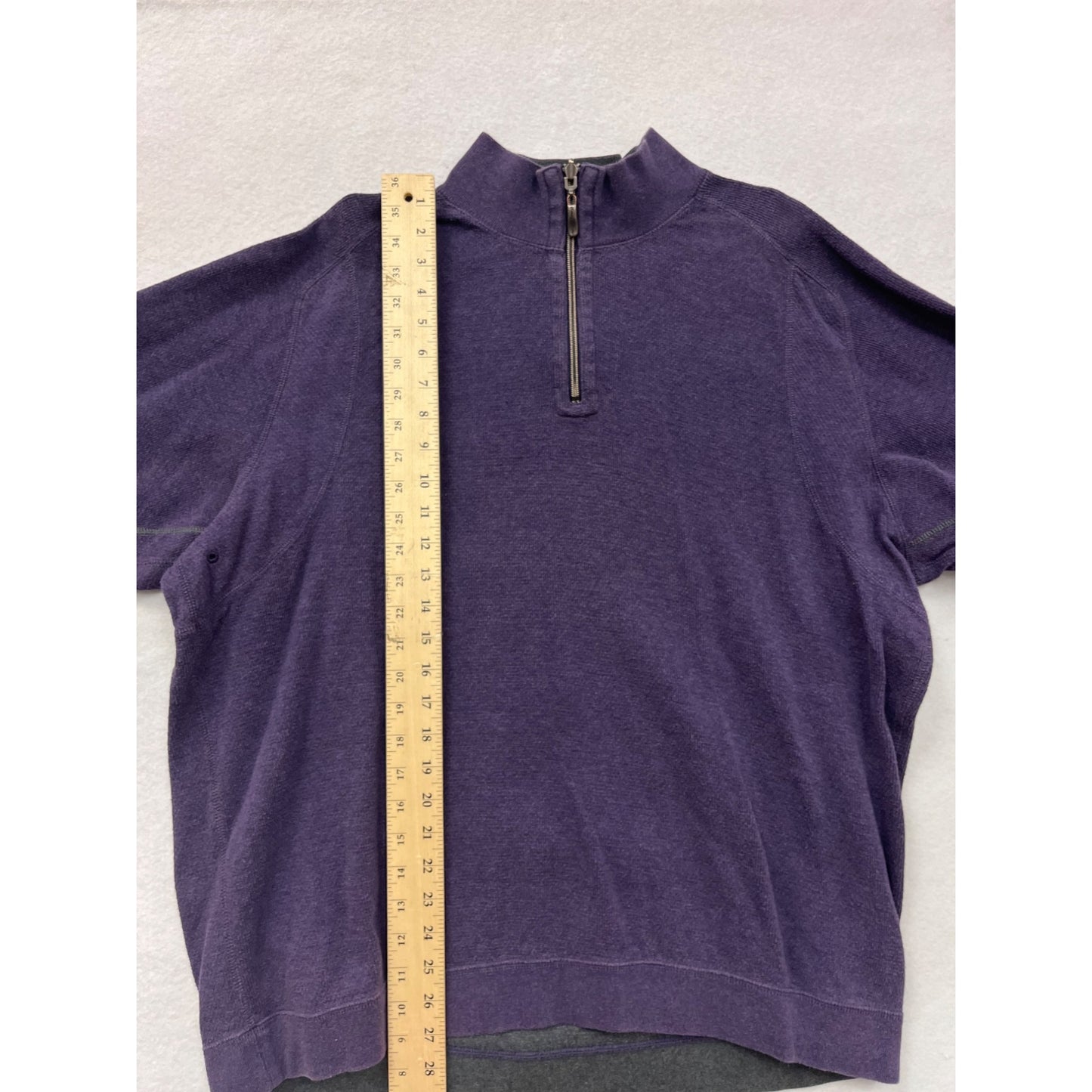 Tommy Bahama Mens Reversible Quarter-Zip Pullover Sweater Purple & Gray #6404