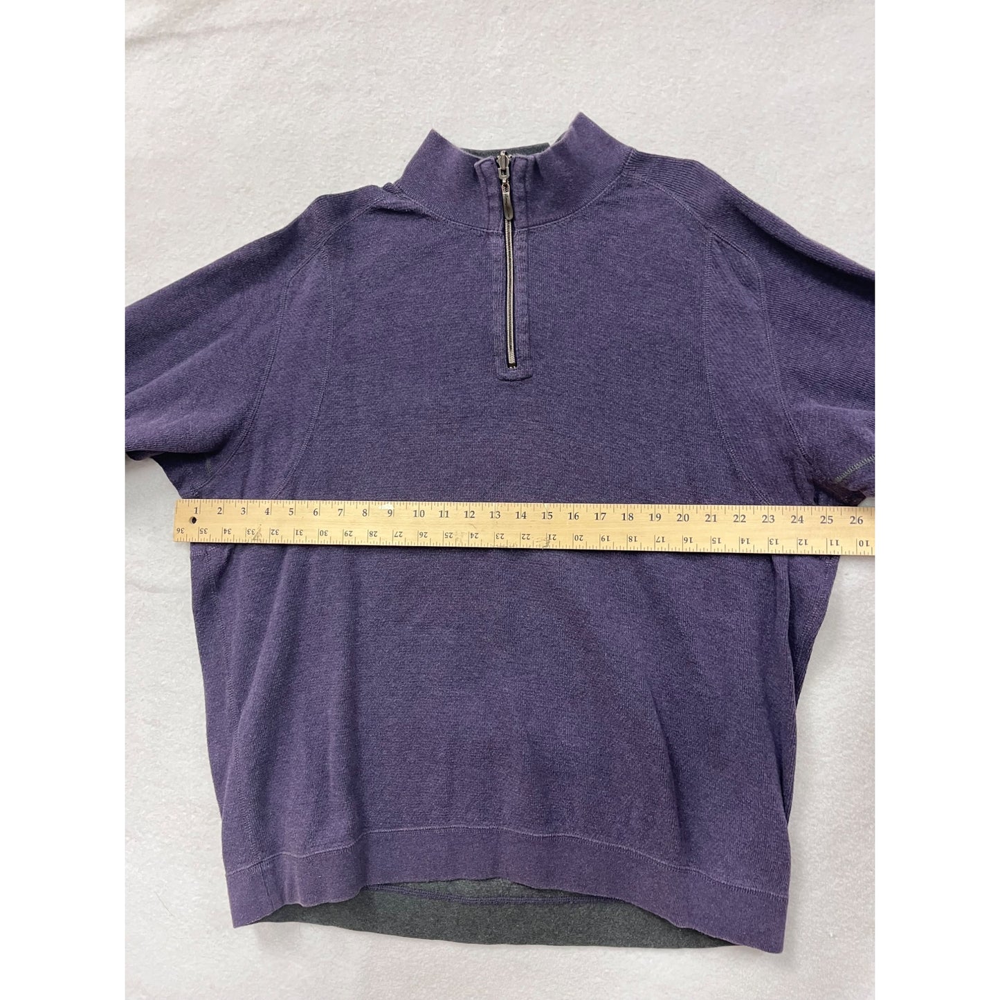 Tommy Bahama Mens Reversible Quarter-Zip Pullover Sweater Purple & Gray #6404