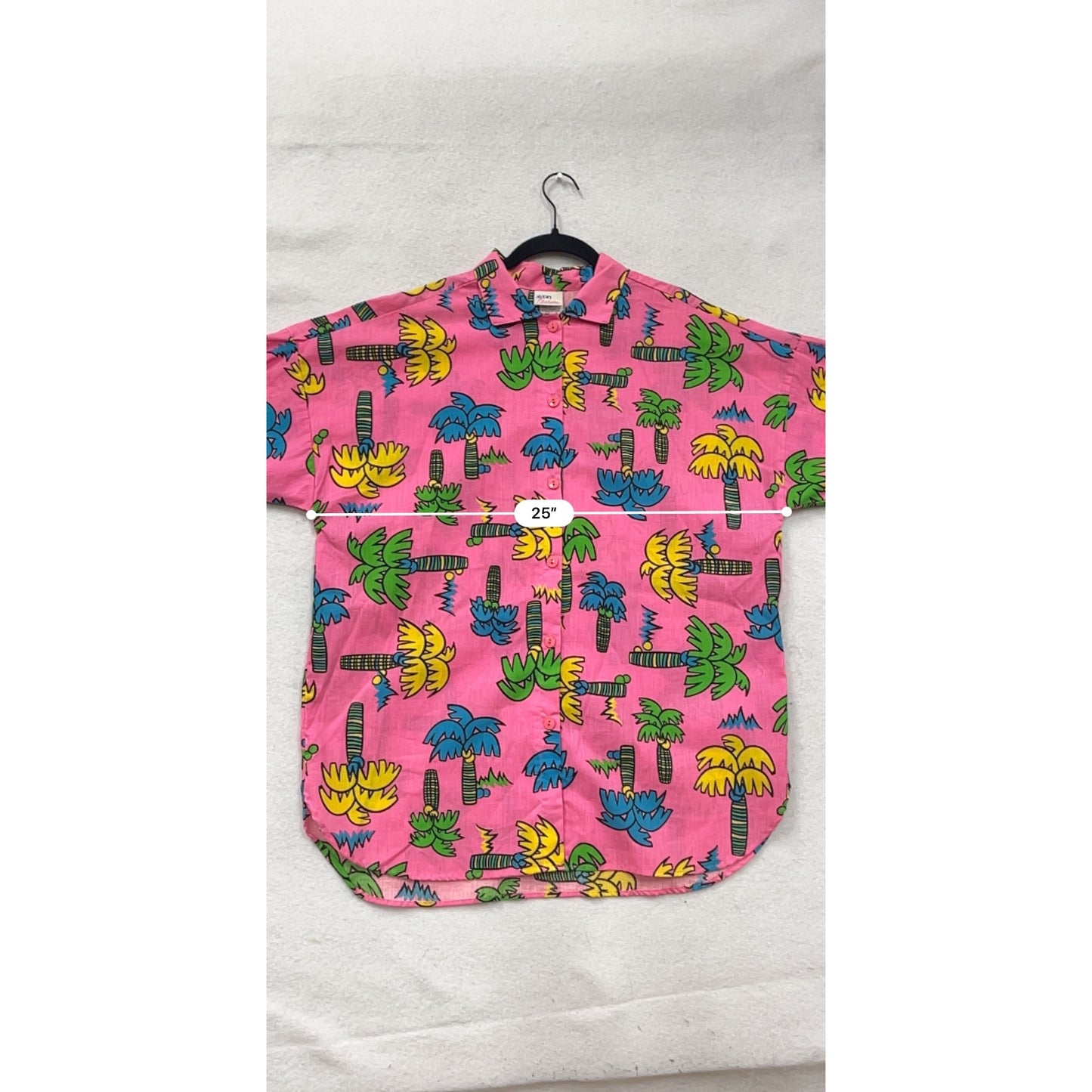 Vintage Avon Fashions Tropical Palm Tree Print Button-Up Shirt #8852