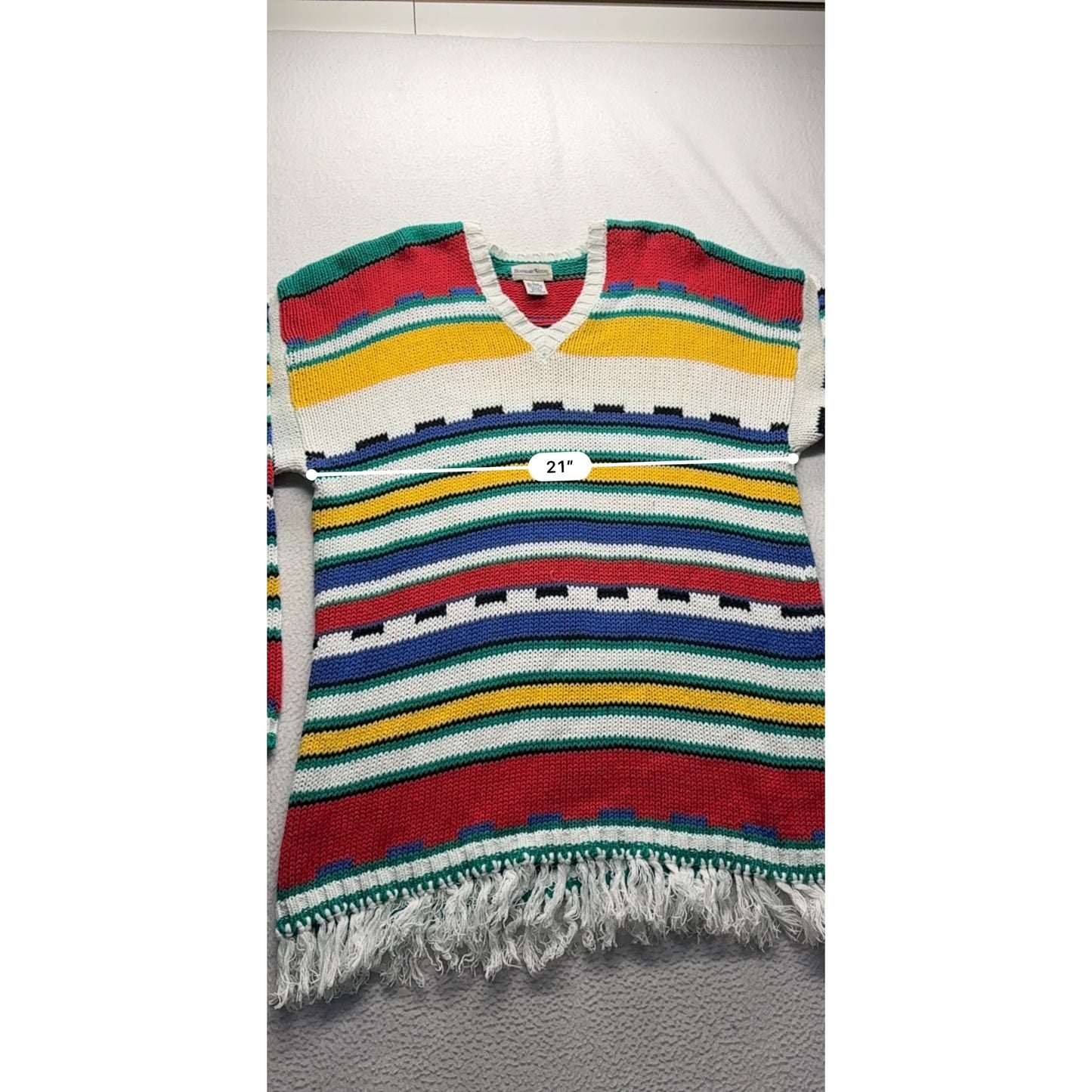 Vintage Boundary Waters Striped Fringe Sweater #7673